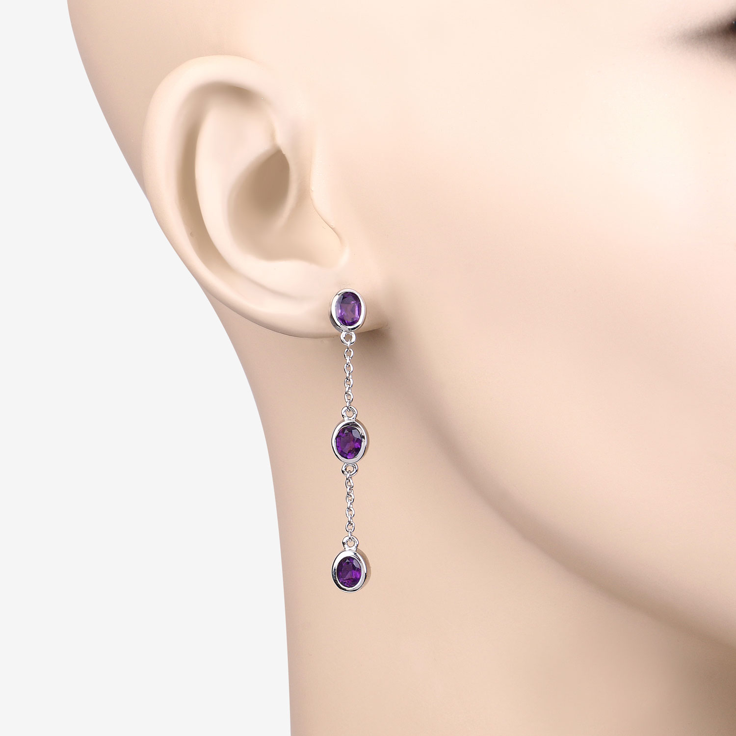 2.04 Carat Genuine Amethyst .925 Sterling Silver Earrings