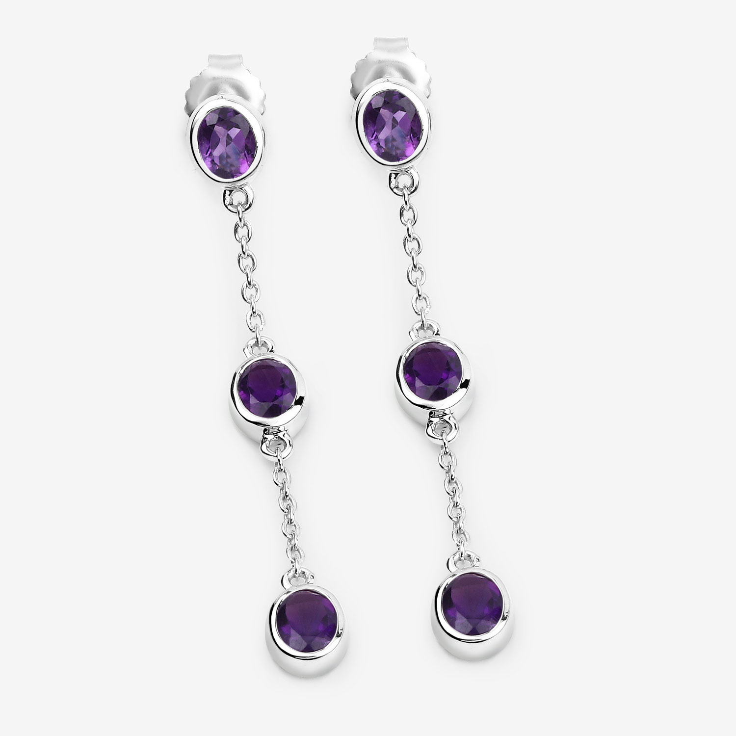 2.04 Carat Genuine Amethyst .925 Sterling Silver Earrings