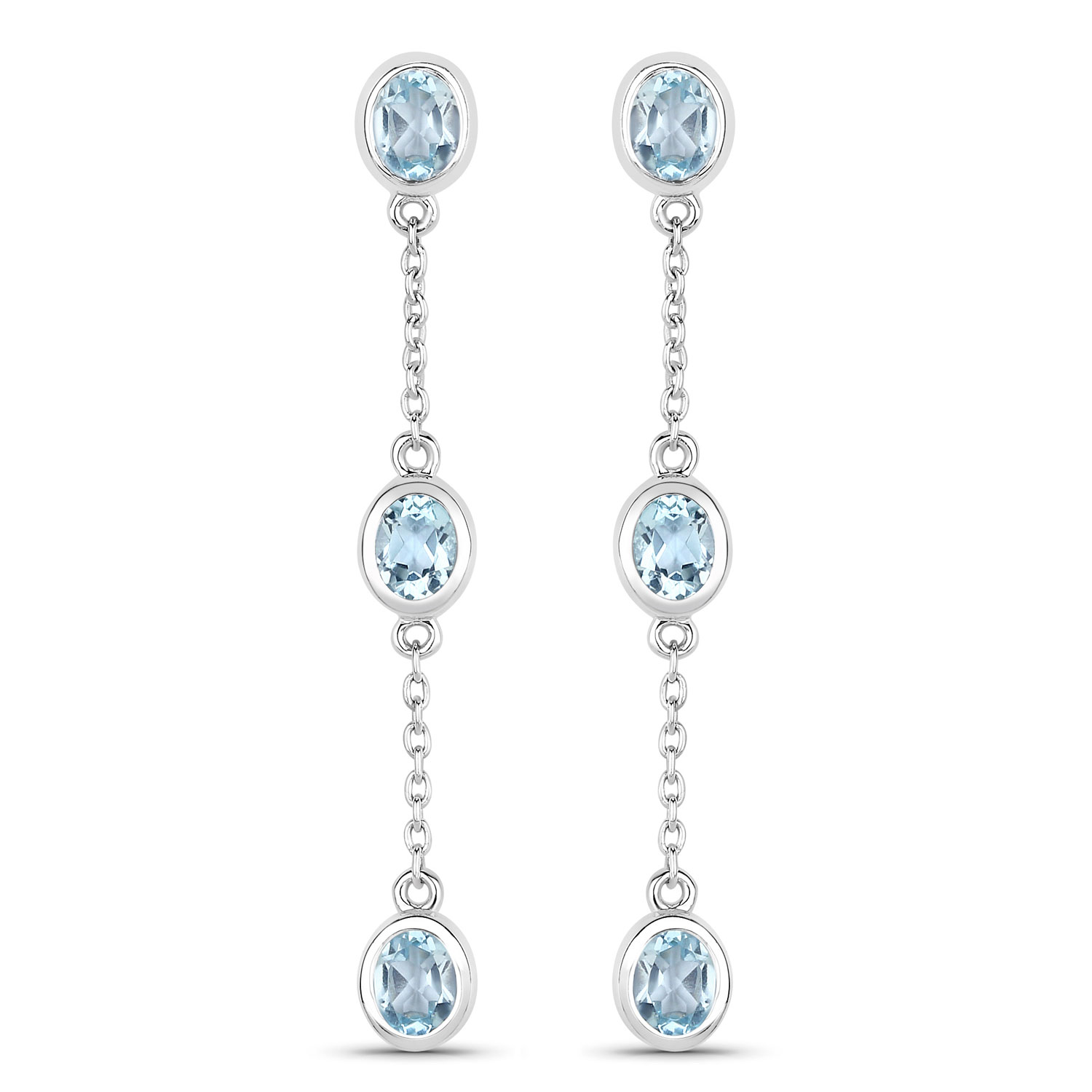 2.16 Carat Genuine Blue Topaz .925 Sterling Silver Earrings