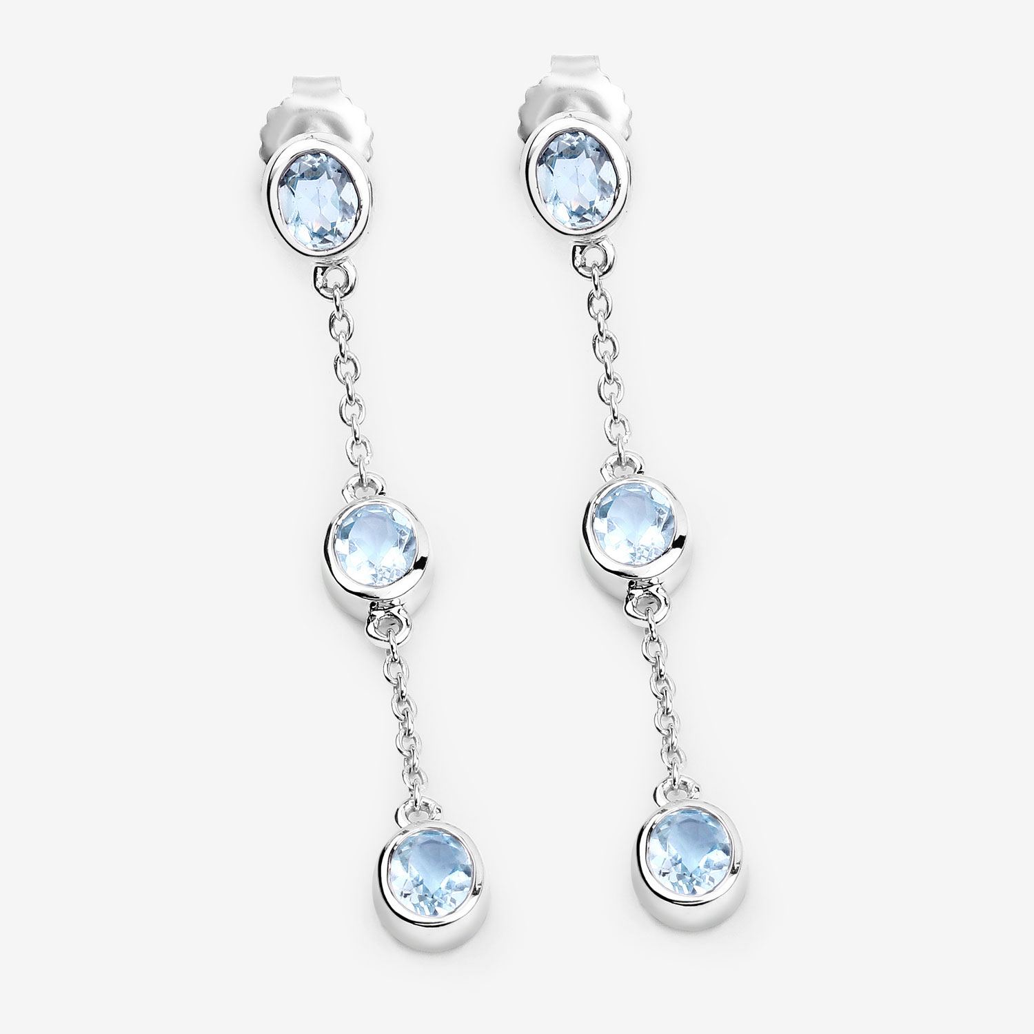 2.16 Carat Genuine Blue Topaz .925 Sterling Silver Earrings