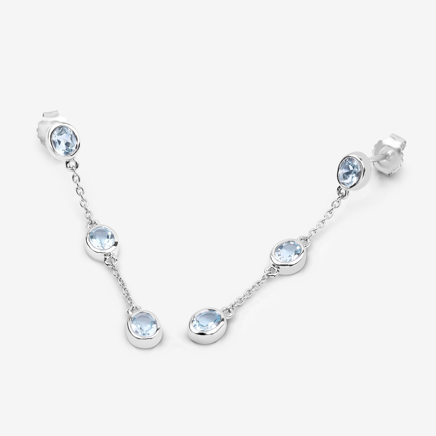 2.16 Carat Genuine Blue Topaz .925 Sterling Silver Earrings