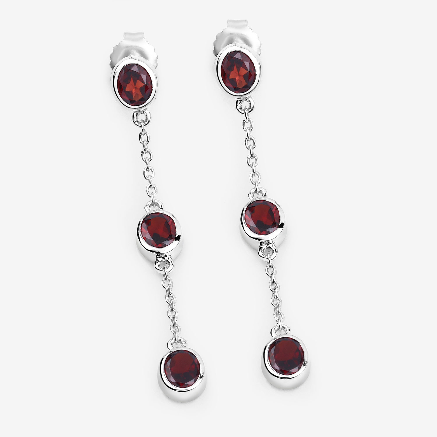 2.70 Carat Genuine Garnet .925 Sterling Silver Earrings