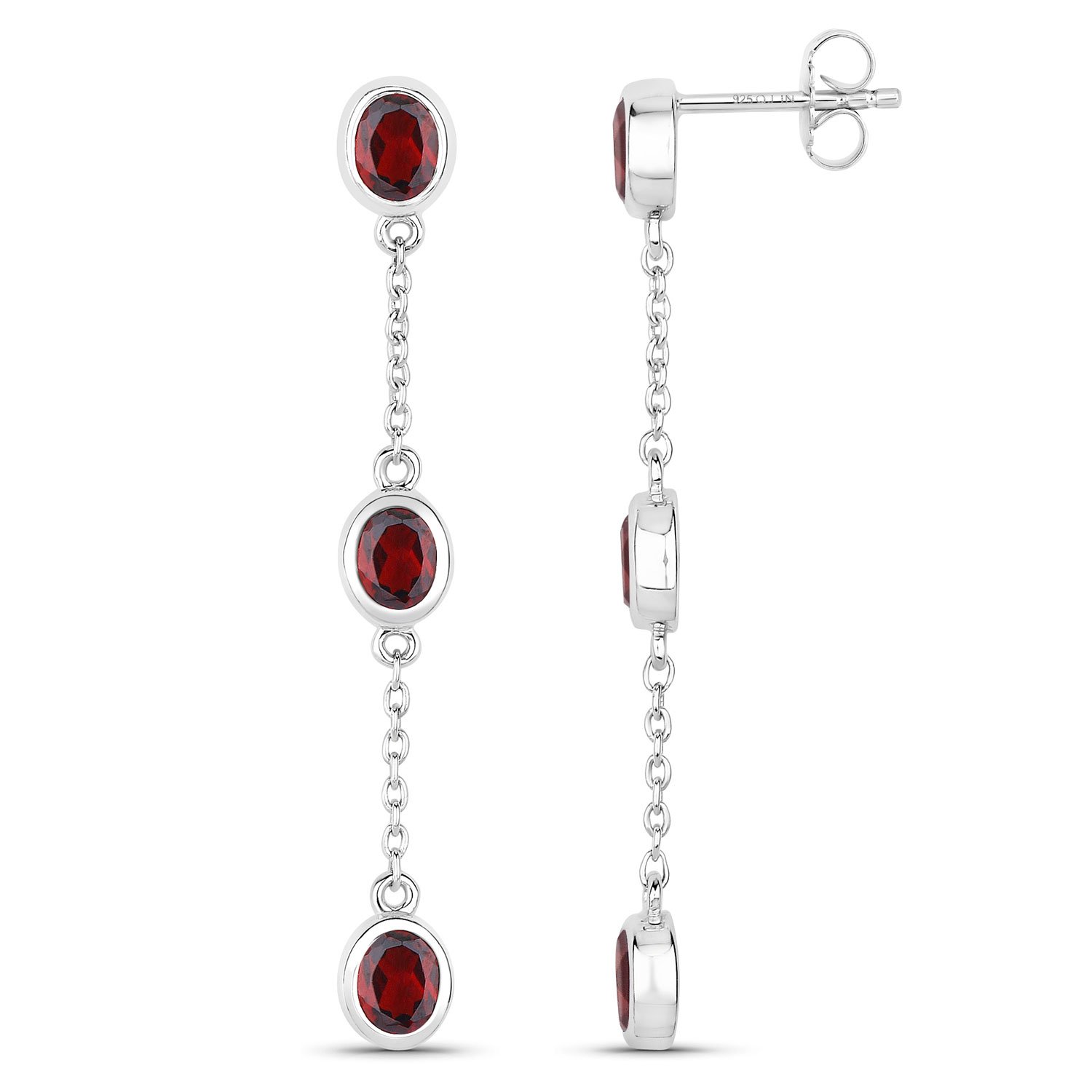 2.70 Carat Genuine Garnet .925 Sterling Silver Earrings