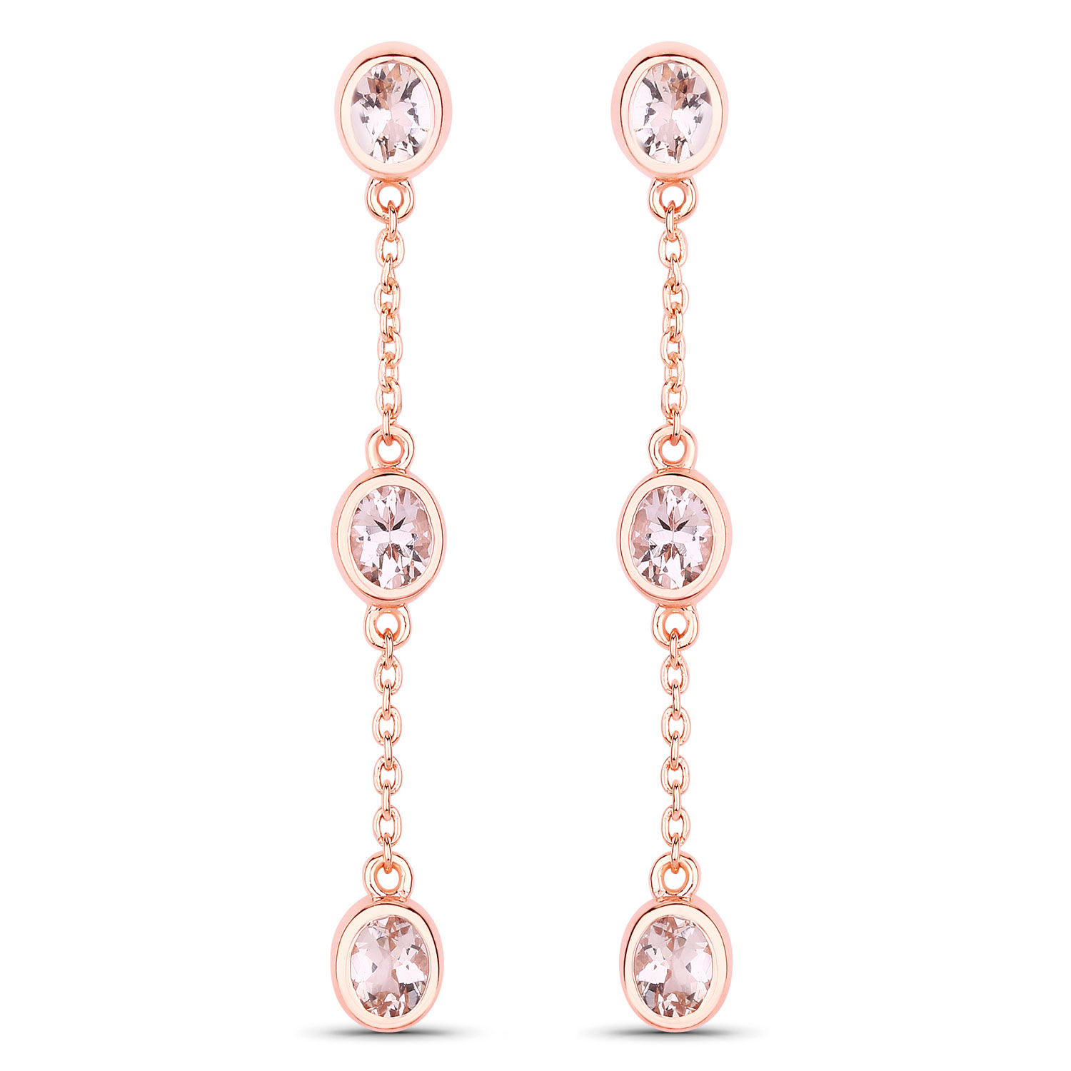 1.62 Carat Genuine Morganite .925 Sterling Silver Earrings