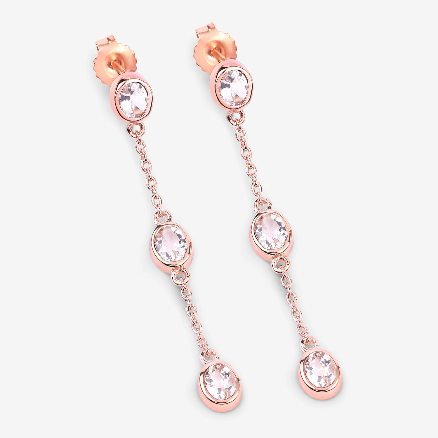 1.62 Carat Genuine Morganite .925 Sterling Silver Earrings