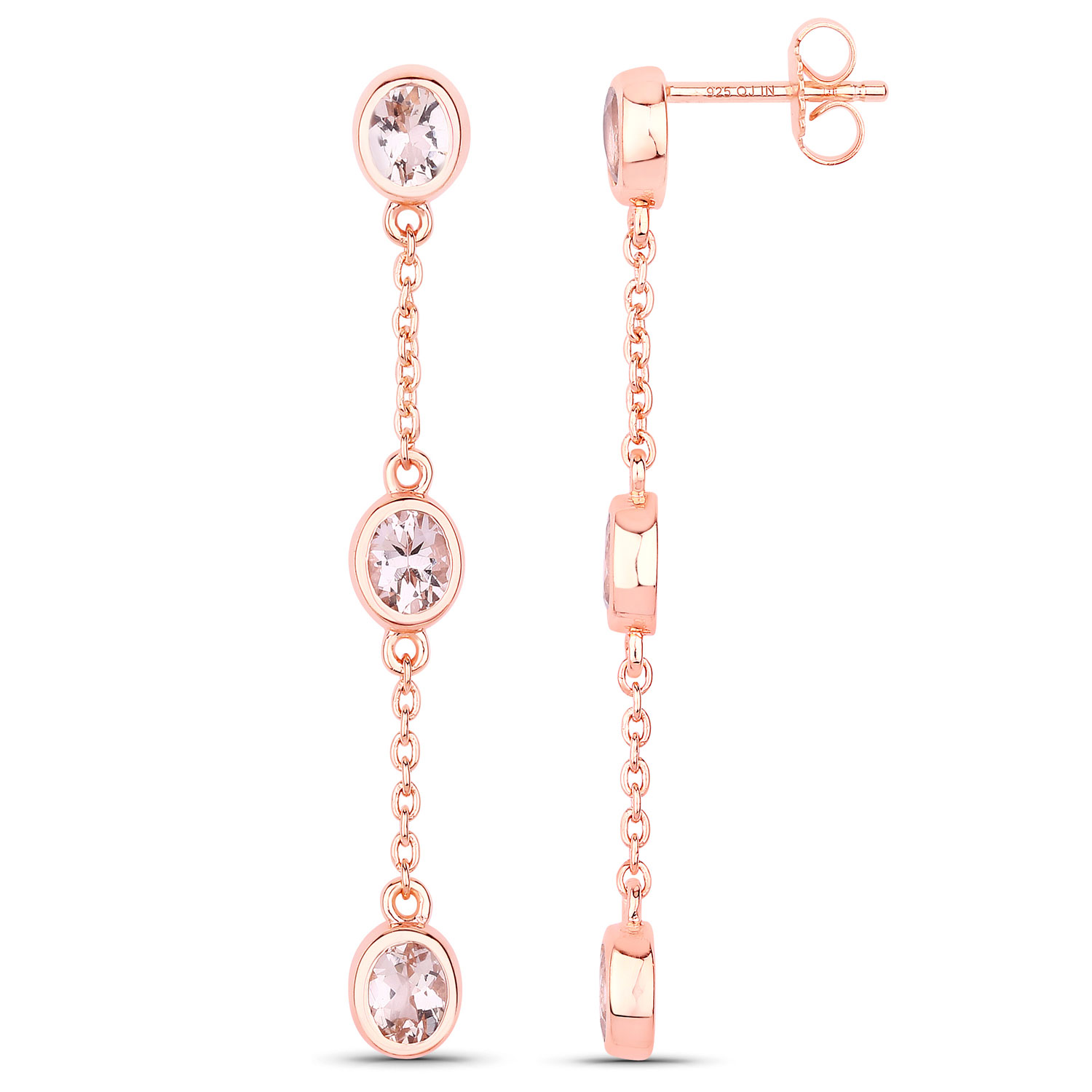 1.62 Carat Genuine Morganite .925 Sterling Silver Earrings