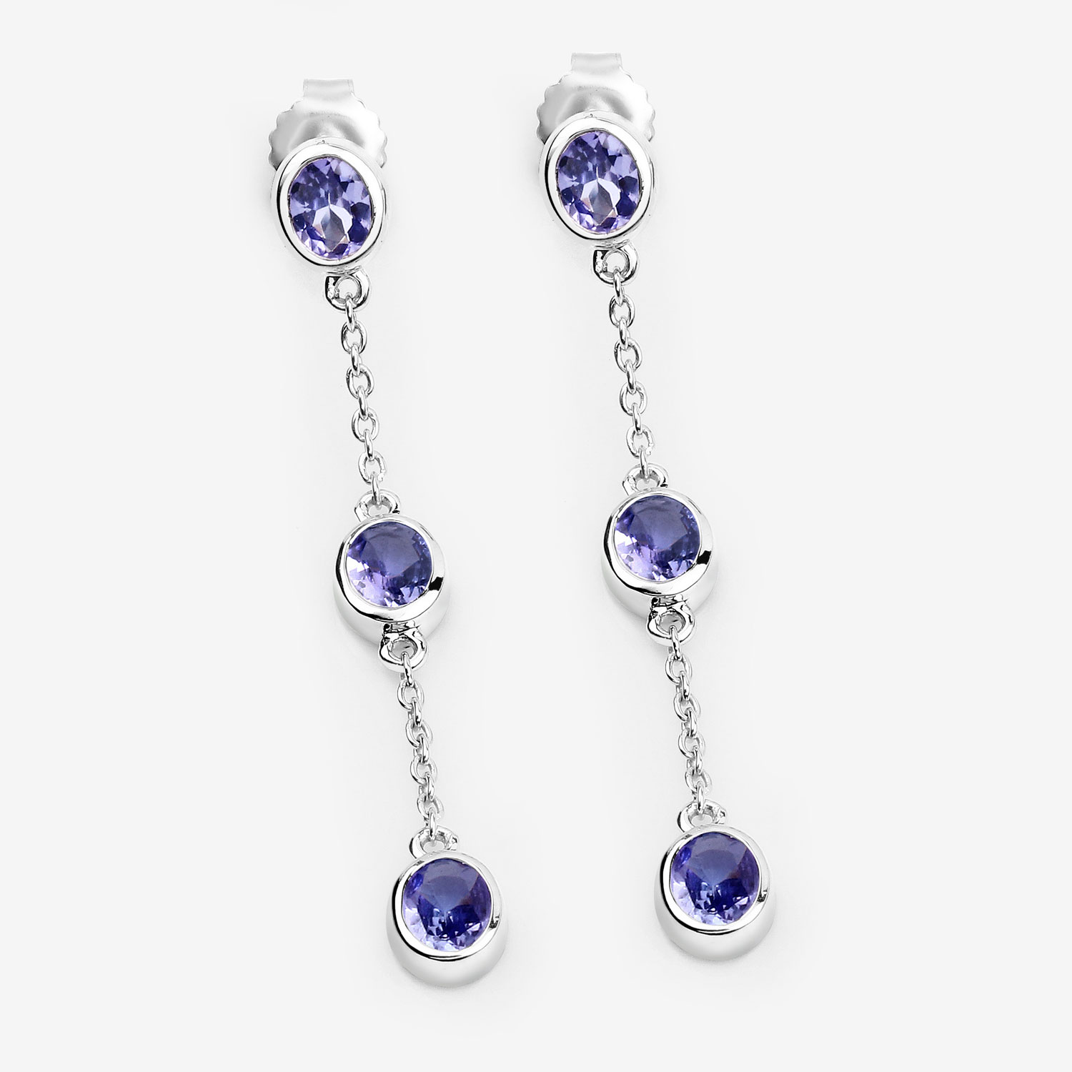 1.98 Carat Genuine Tanzanite .925 Sterling Silver Earrings