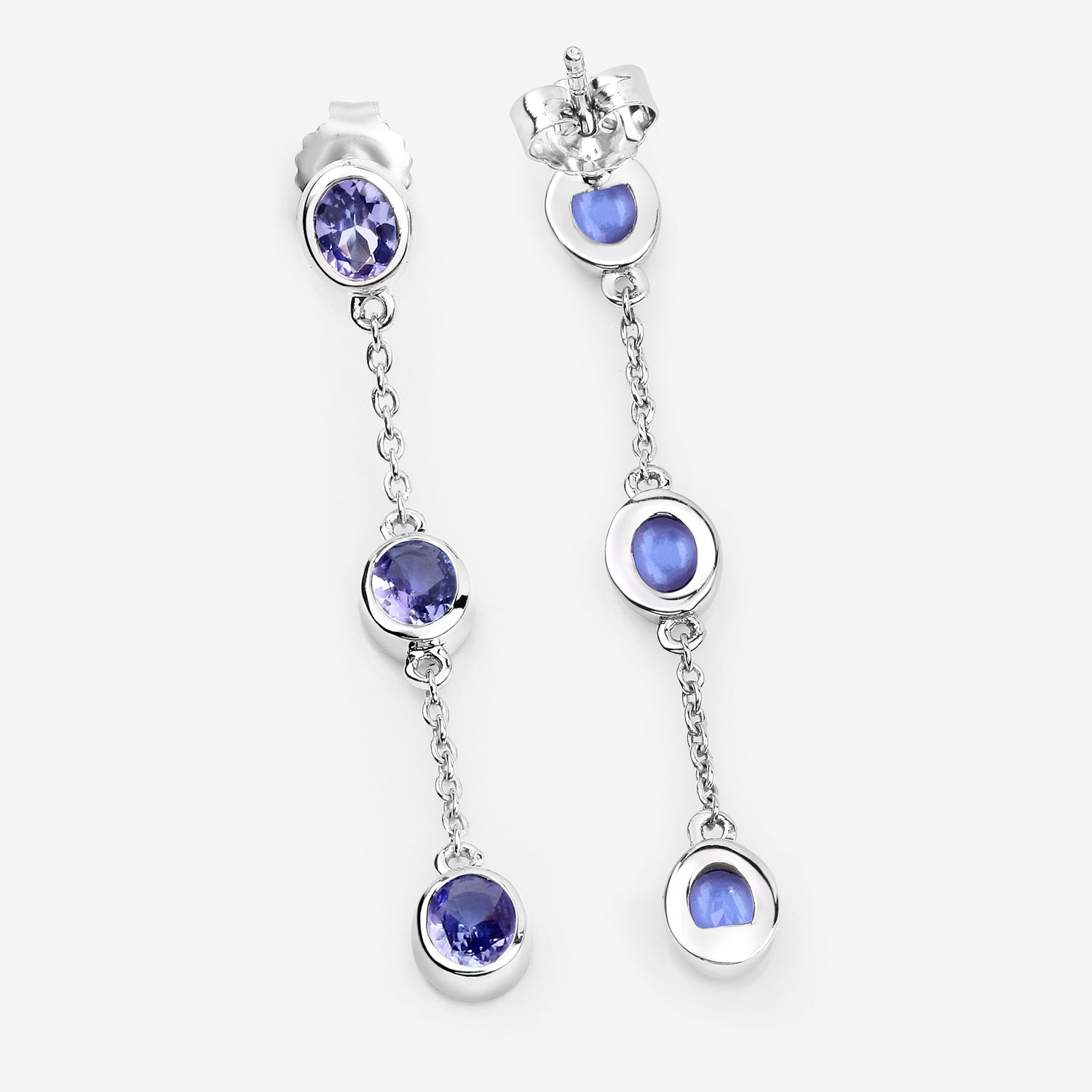 1.98 Carat Genuine Tanzanite .925 Sterling Silver Earrings
