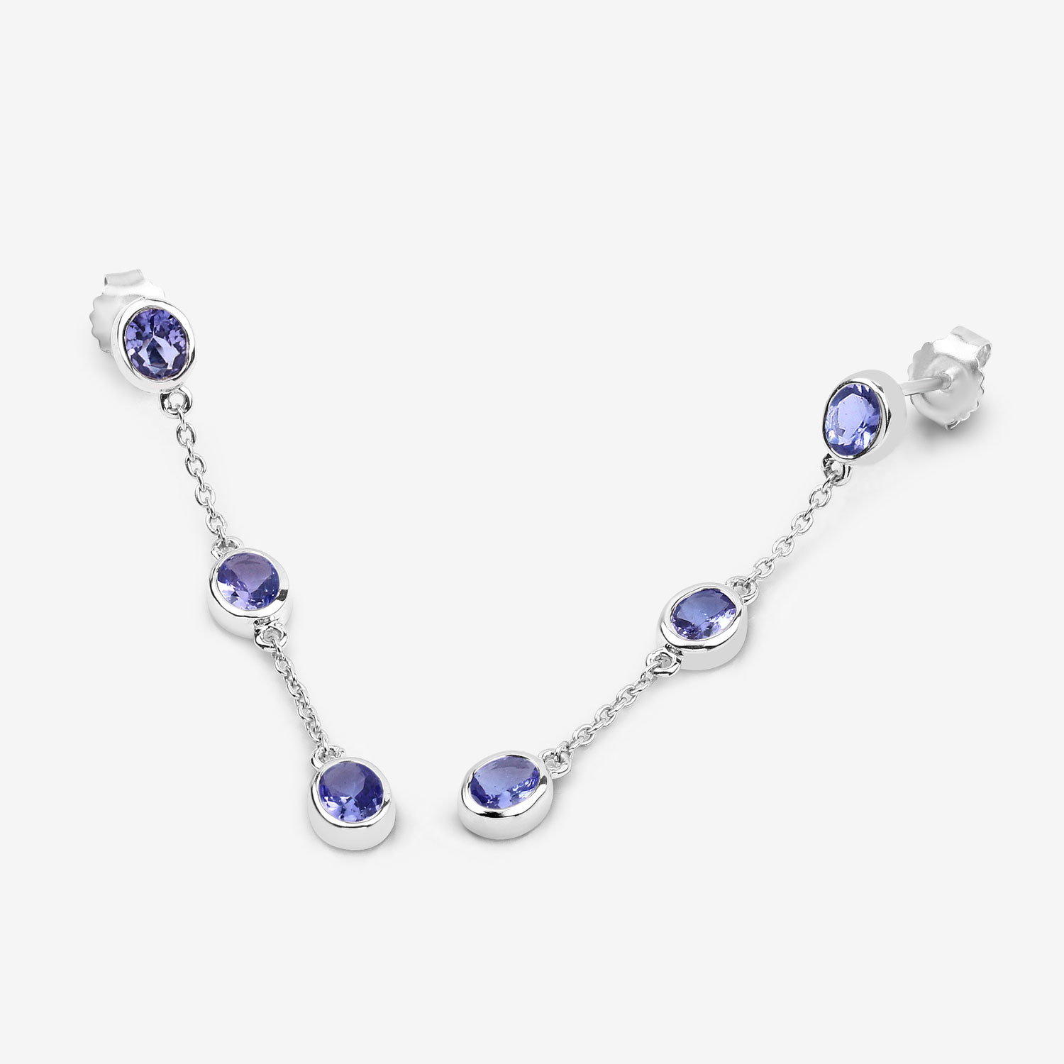1.98 Carat Genuine Tanzanite .925 Sterling Silver Earrings