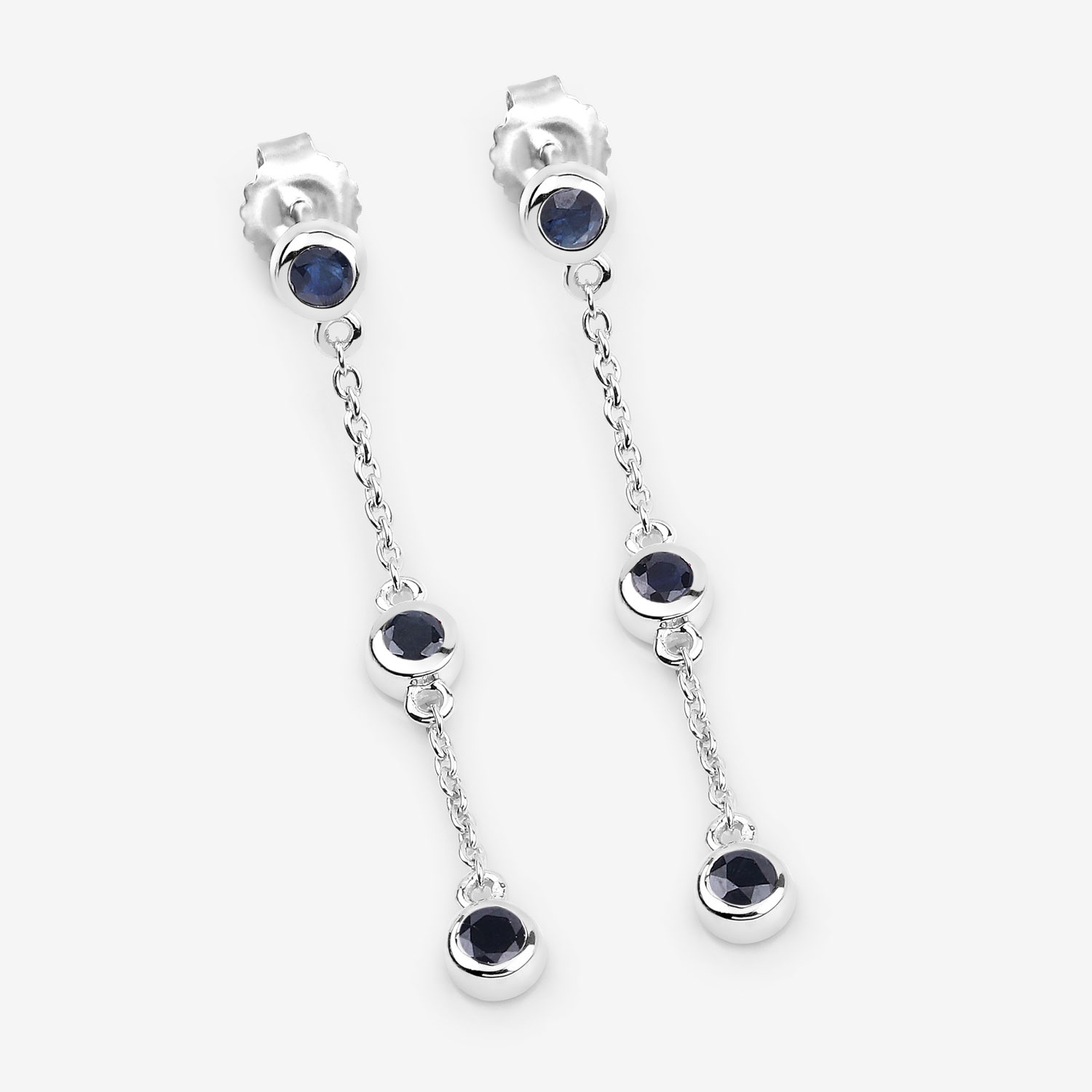 0.66 Carat Genuine Blue Sapphire .925 Sterling Silver Earrings