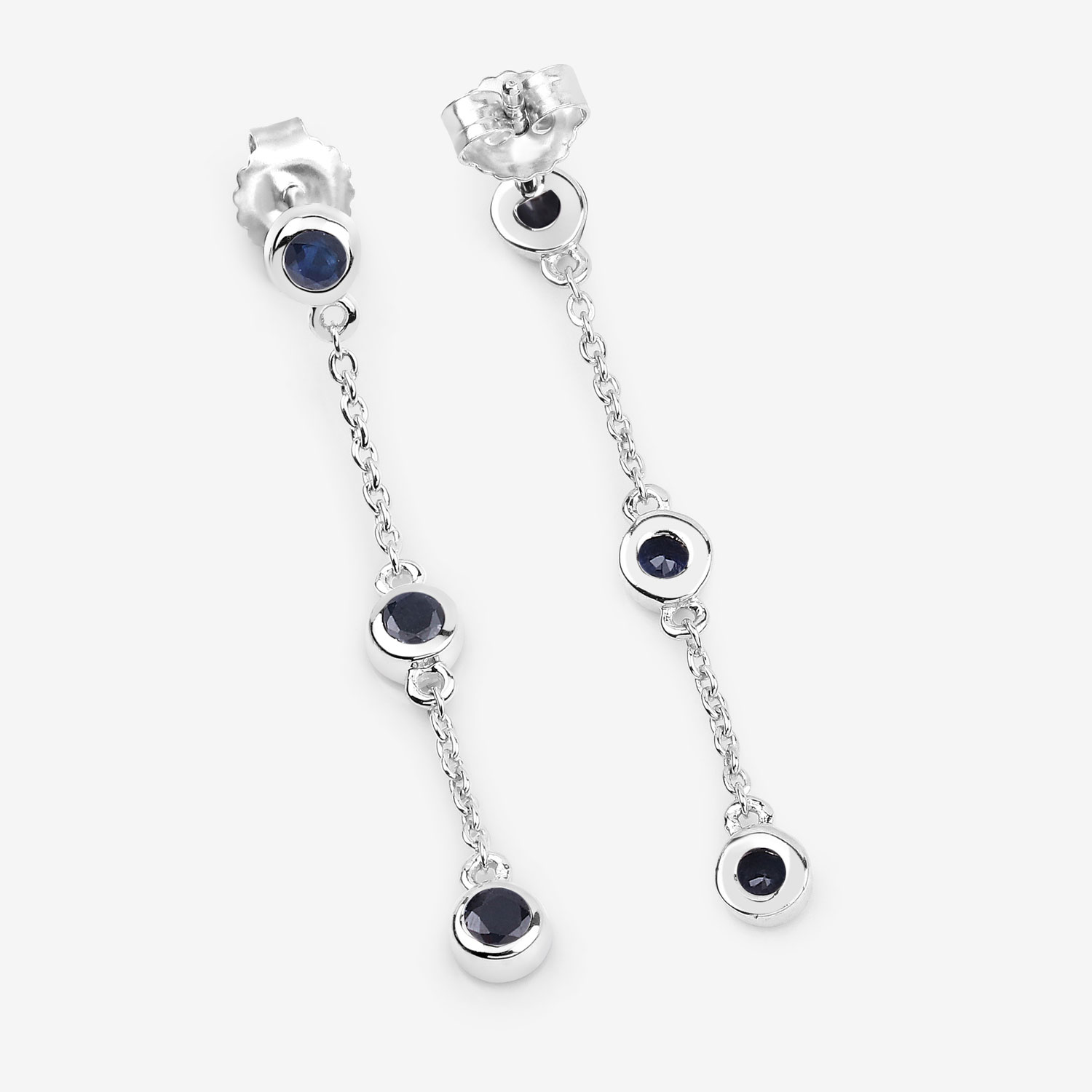 0.66 Carat Genuine Blue Sapphire .925 Sterling Silver Earrings