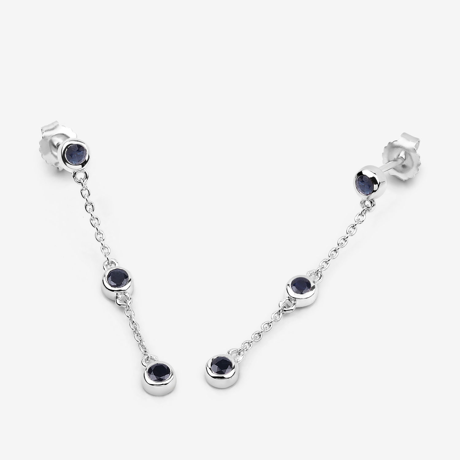 0.66 Carat Genuine Blue Sapphire .925 Sterling Silver Earrings