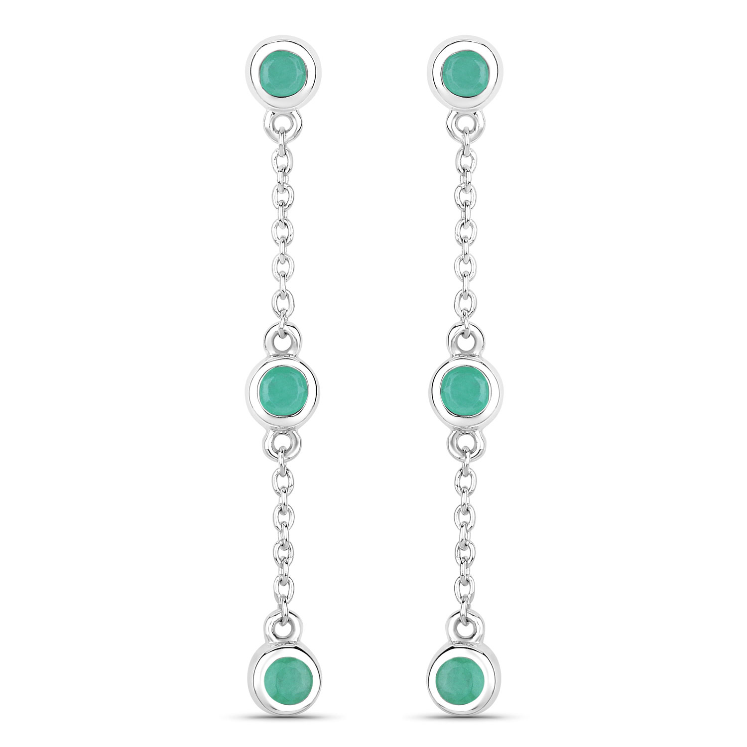 0.60 Carat Genuine Emerald .925 Sterling Silver Earrings
