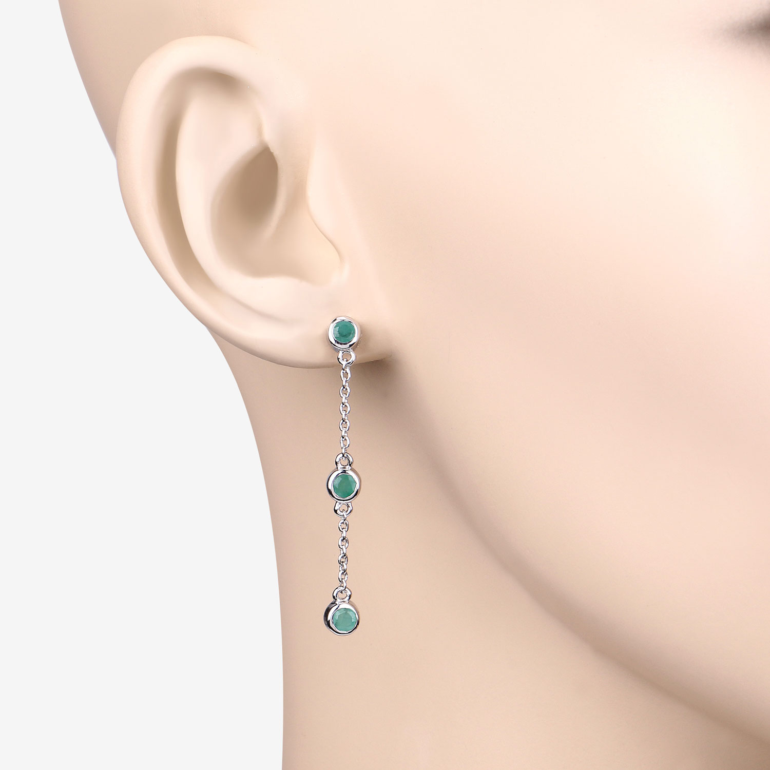 0.60 Carat Genuine Emerald .925 Sterling Silver Earrings