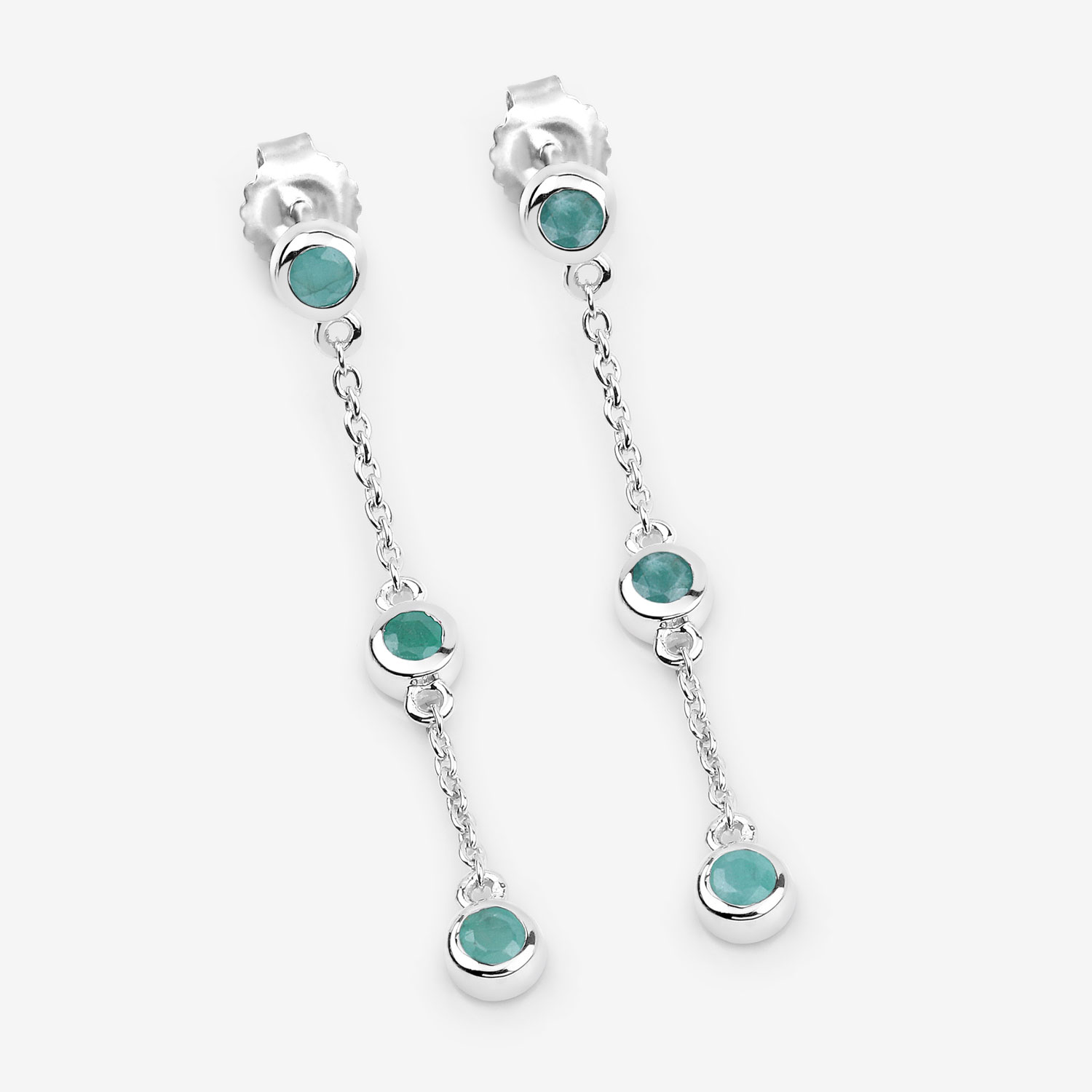 0.60 Carat Genuine Emerald .925 Sterling Silver Earrings