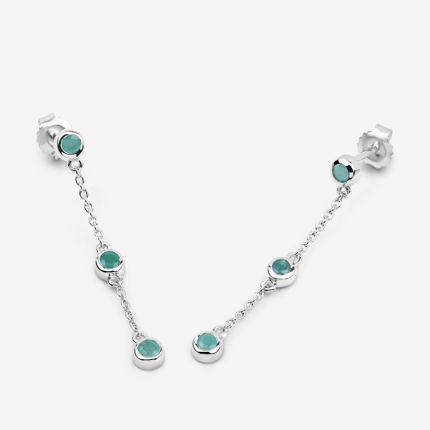 0.60 Carat Genuine Emerald .925 Sterling Silver Earrings