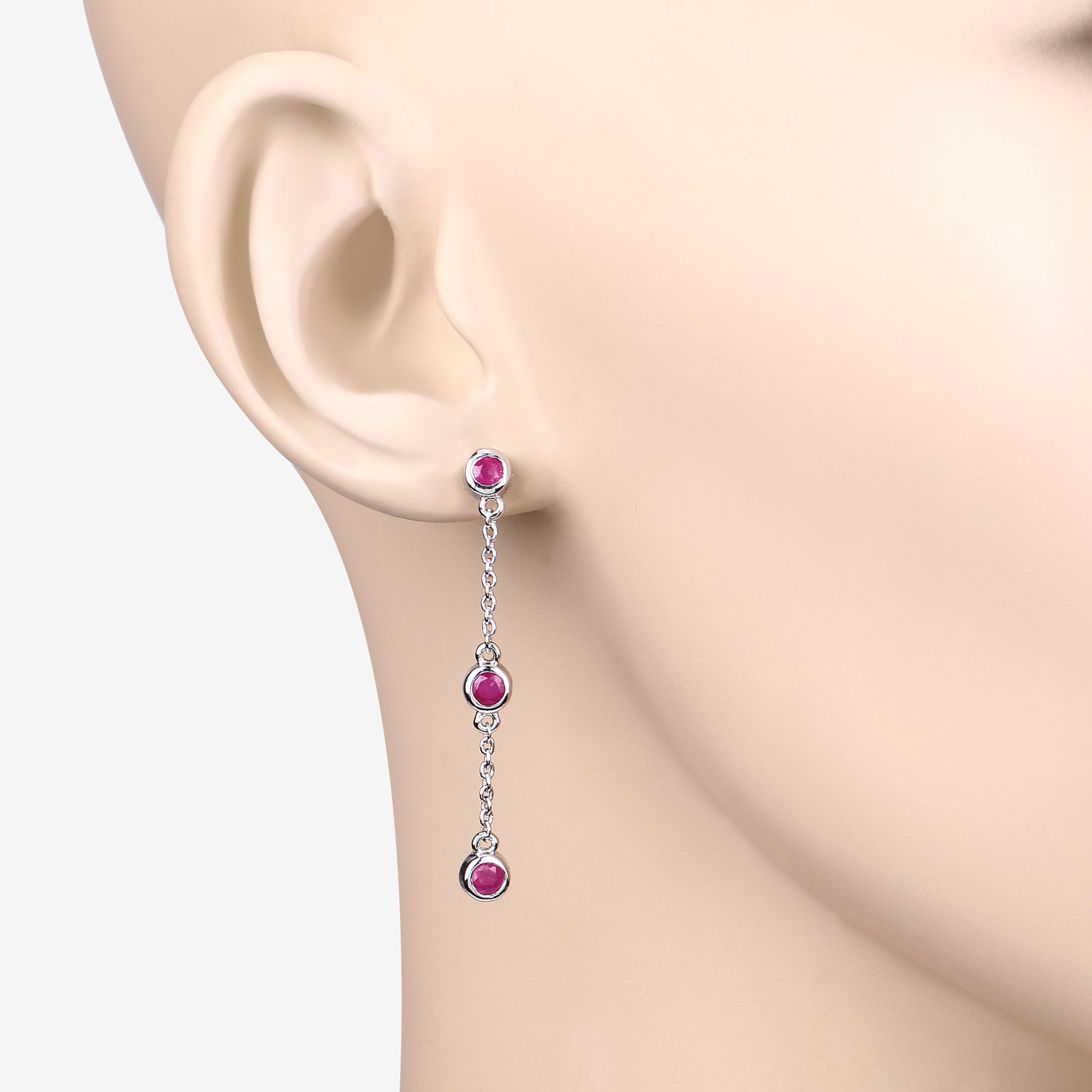 0.78 Carat Genuine Ruby .925 Sterling Silver Earrings