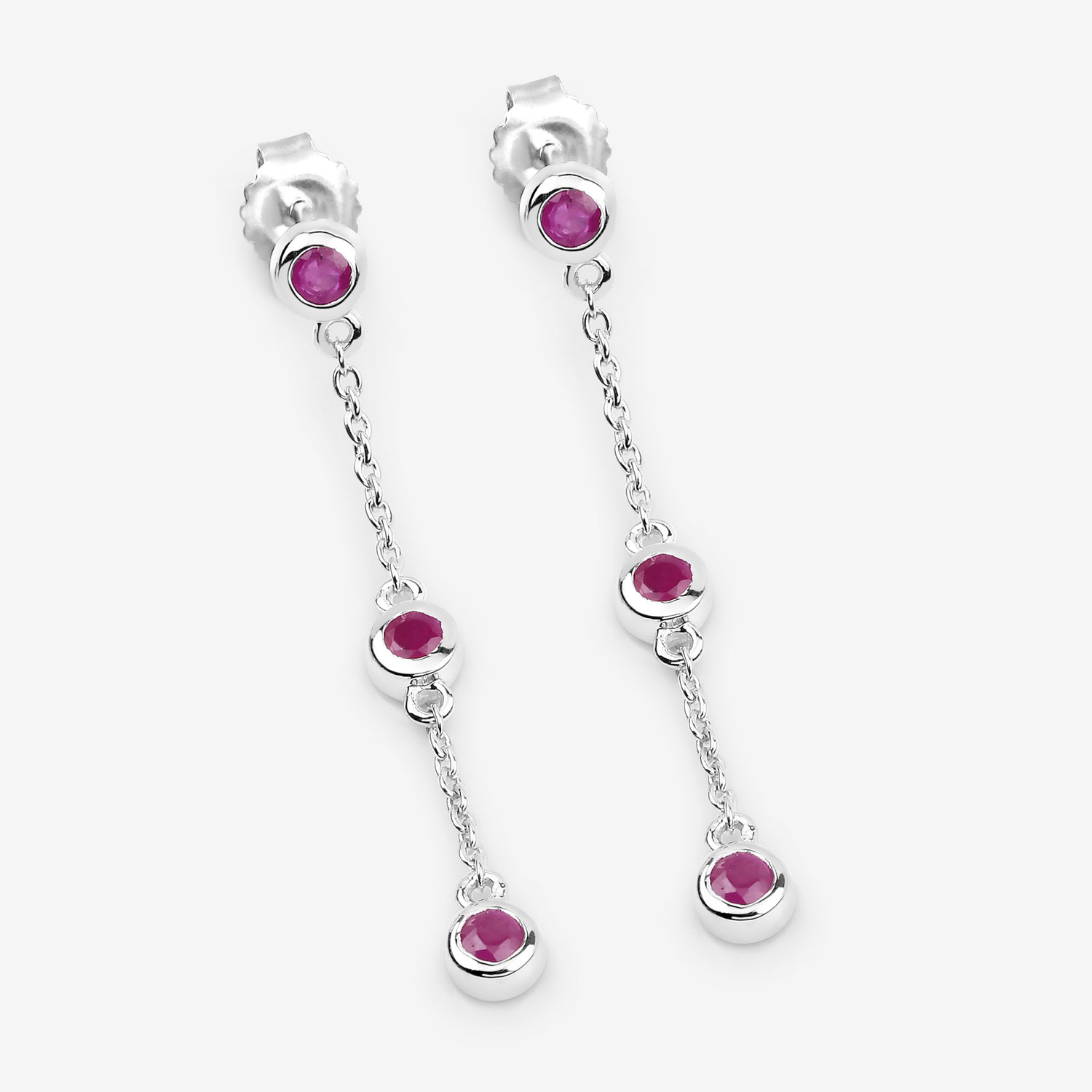 0.78 Carat Genuine Ruby .925 Sterling Silver Earrings
