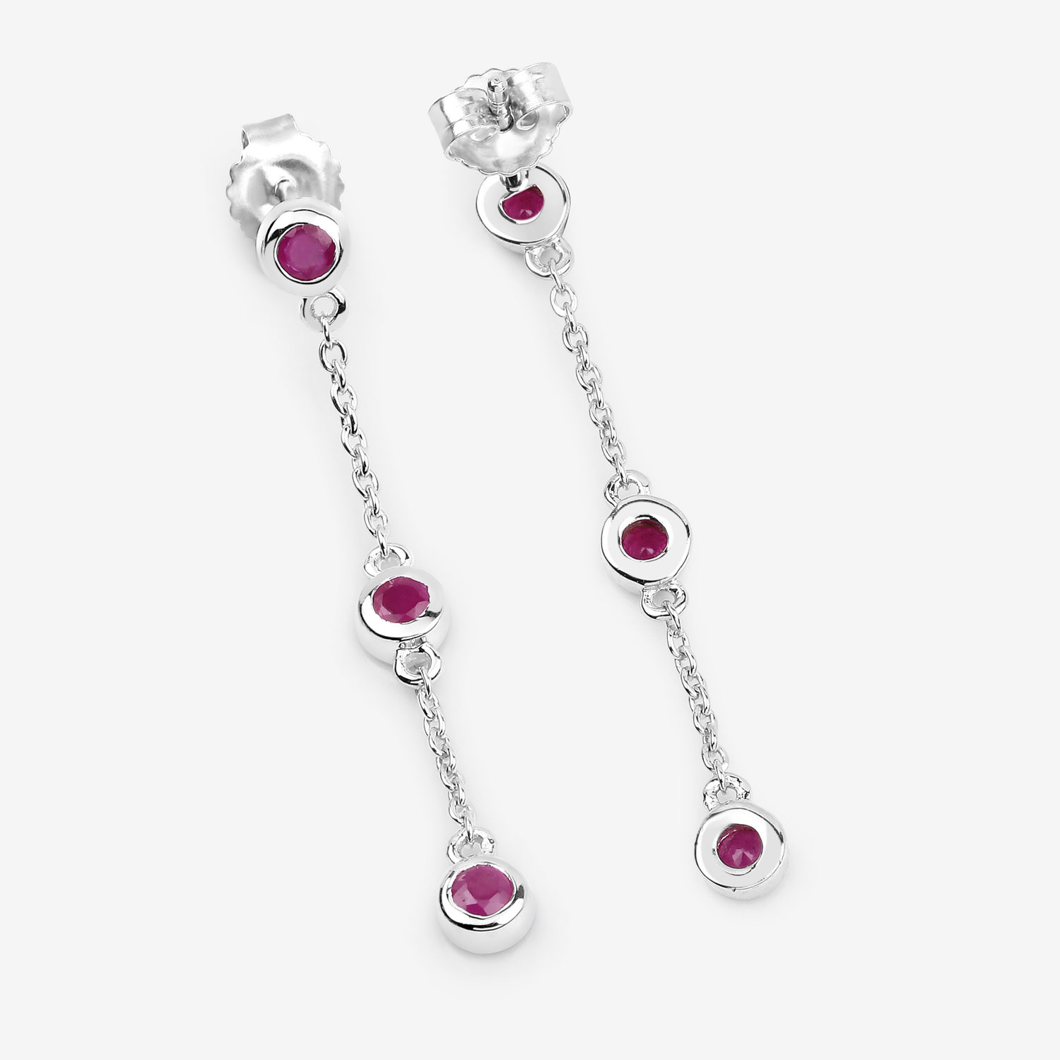 0.78 Carat Genuine Ruby .925 Sterling Silver Earrings