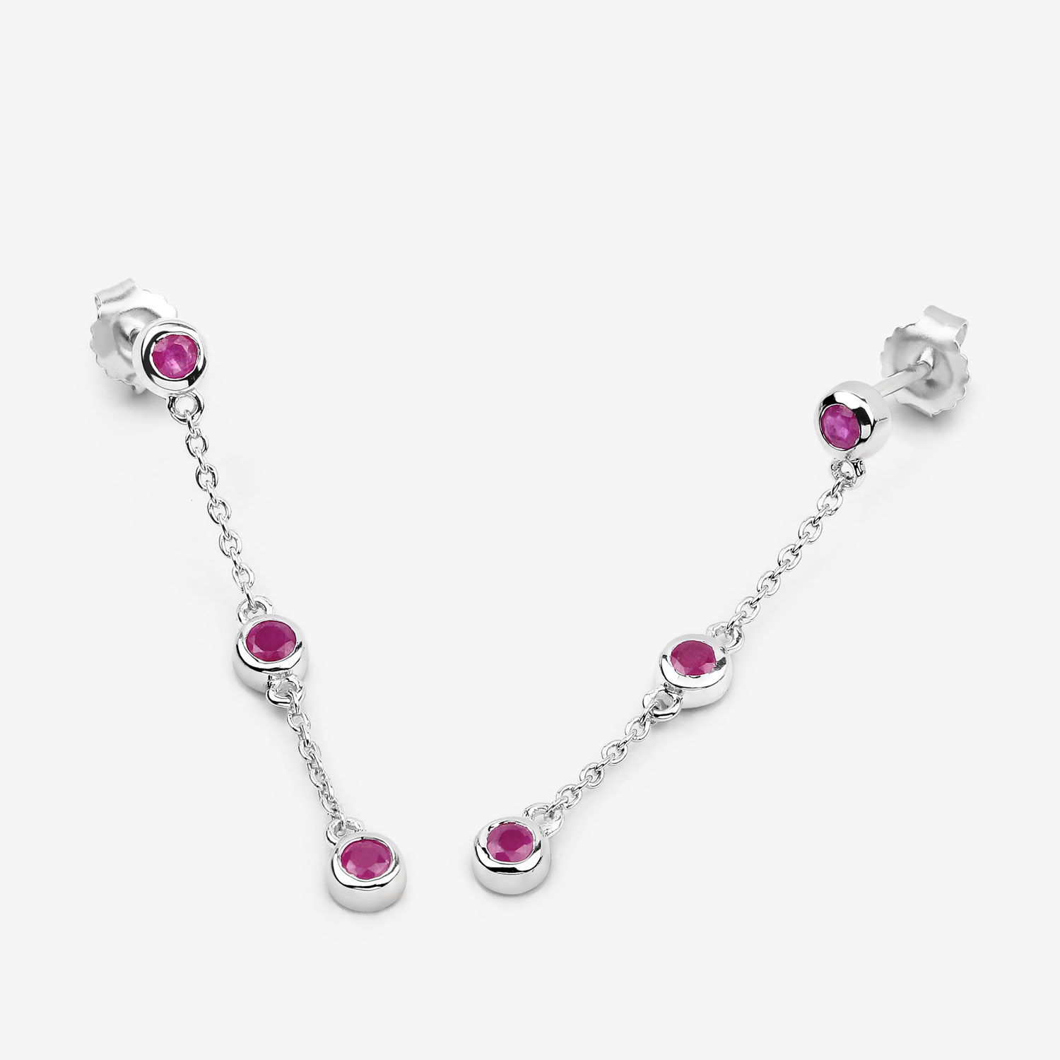 0.78 Carat Genuine Ruby .925 Sterling Silver Earrings