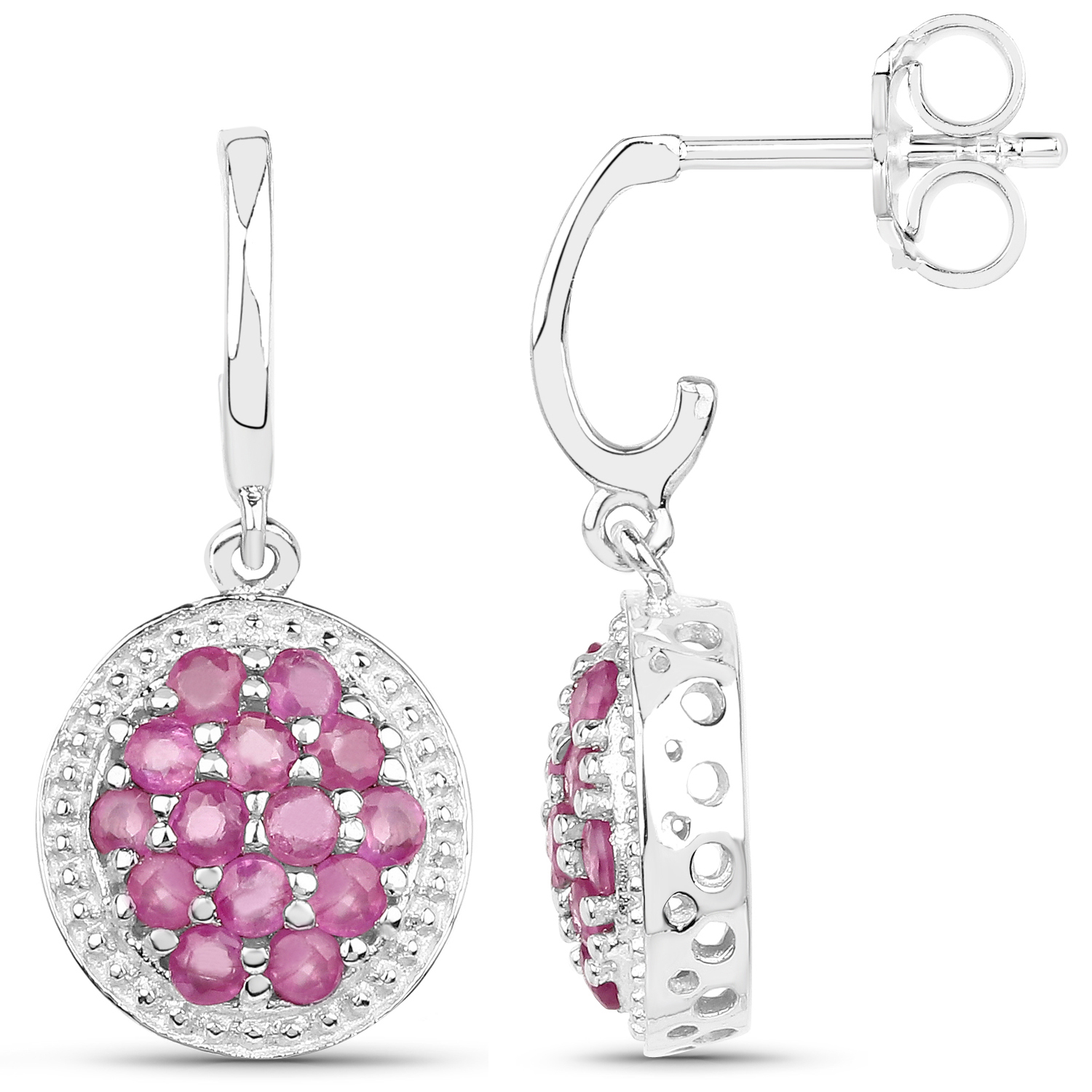 1.26 Carat Genuine Ruby .925 Sterling Silver Earrings