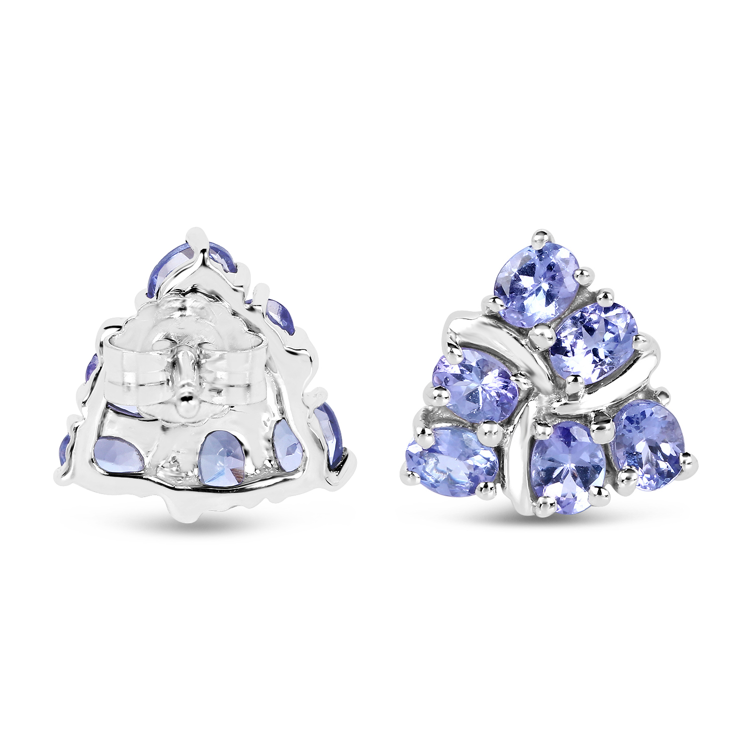 2.04 Carat Genuine Tanzanite .925 Sterling Silver Earrings