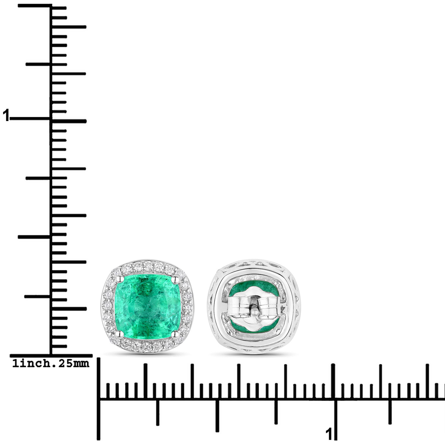 2.87 Carat Genuine Ethiopian Emerald and White Diamond 14K White Gold Earrings