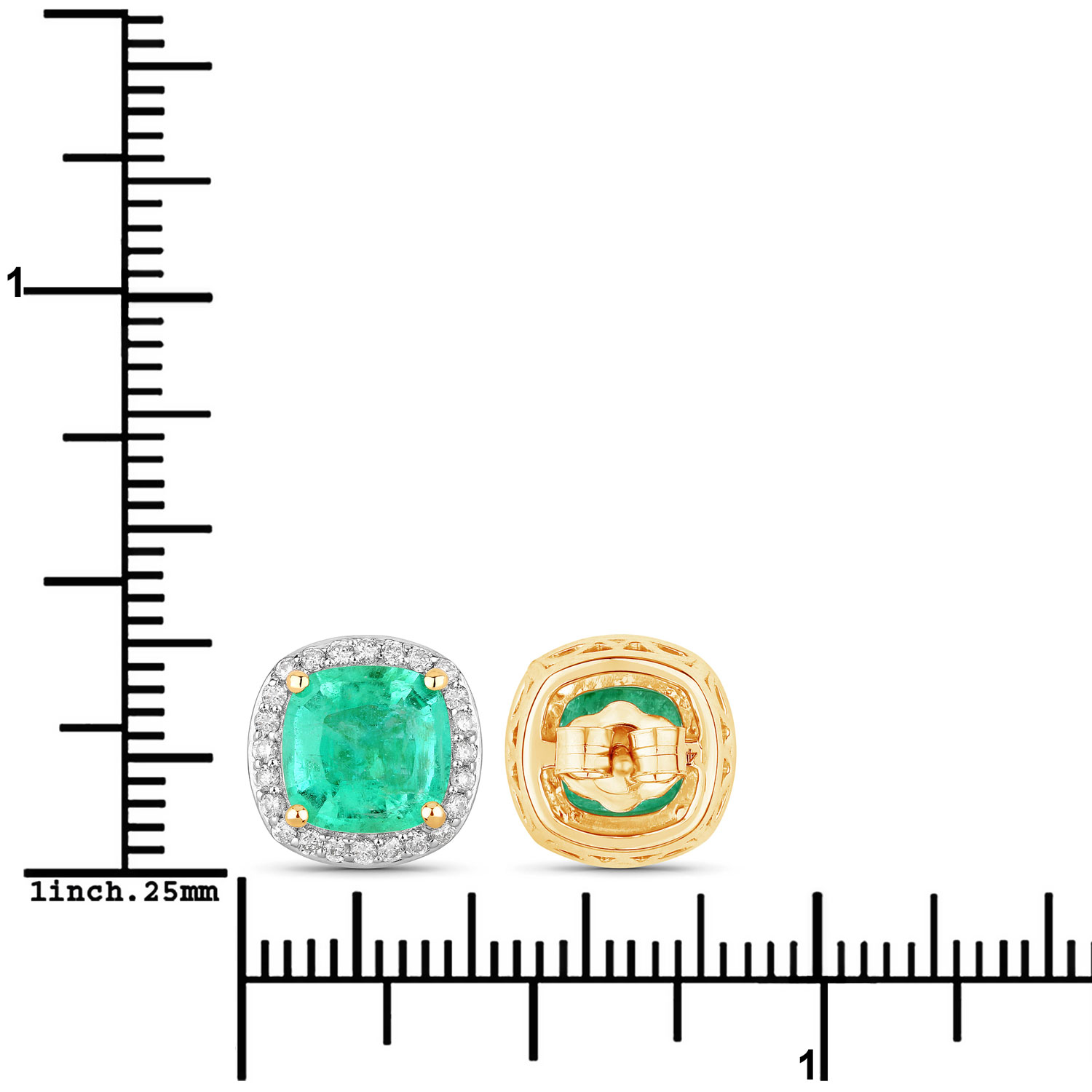 2.87 Carat Genuine Ethiopian Emerald and White Diamond 14K Yellow Gold Earrings