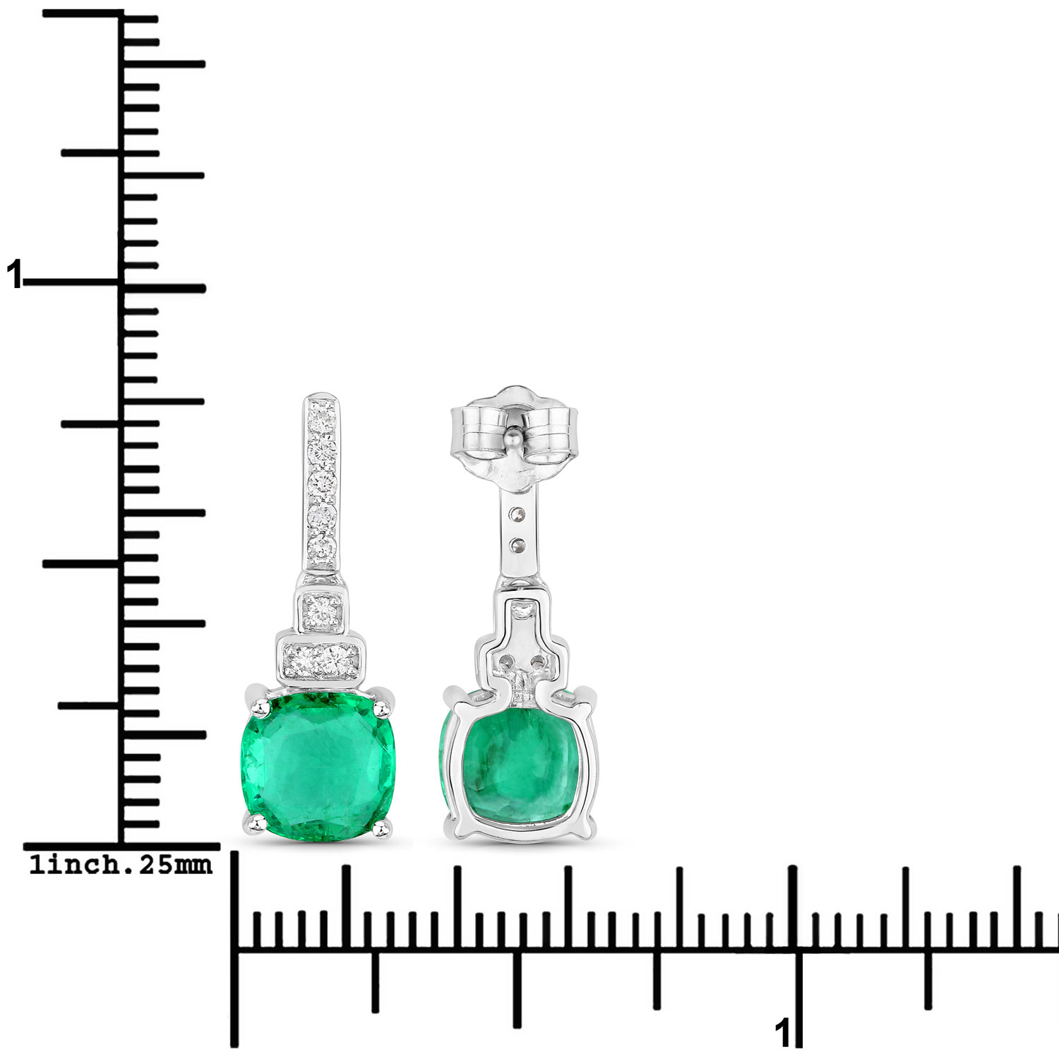 2.72 Carat Genuine Ethiopian Emerald and White Diamond 14K White Gold Earrings