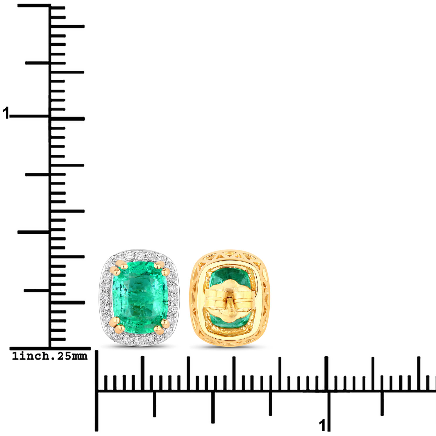 3.07 Carat Genuine Ethiopian Emerald and White Diamond 14K Yellow Gold Earrings