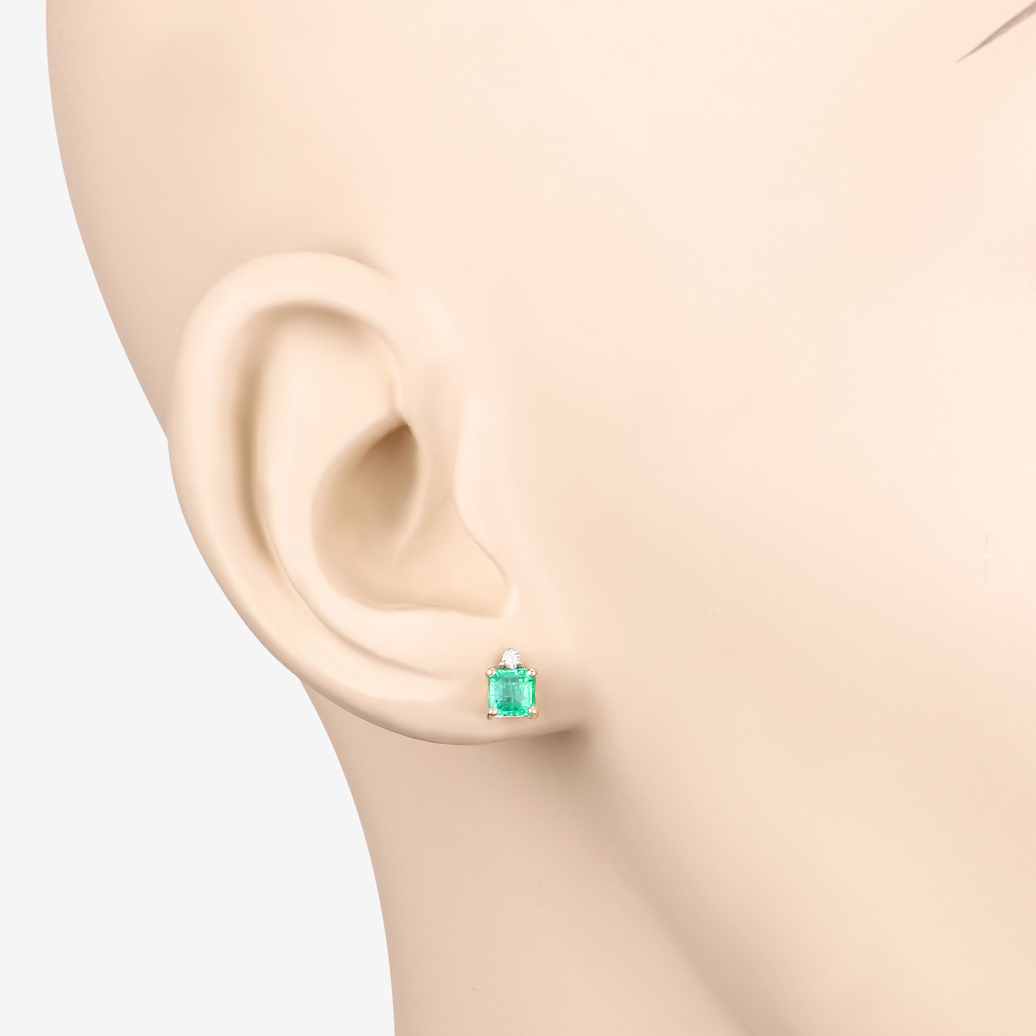 0.81 Carat Genuine Ethiopian Emerald and White Diamond 14K Yellow Gold Earrings