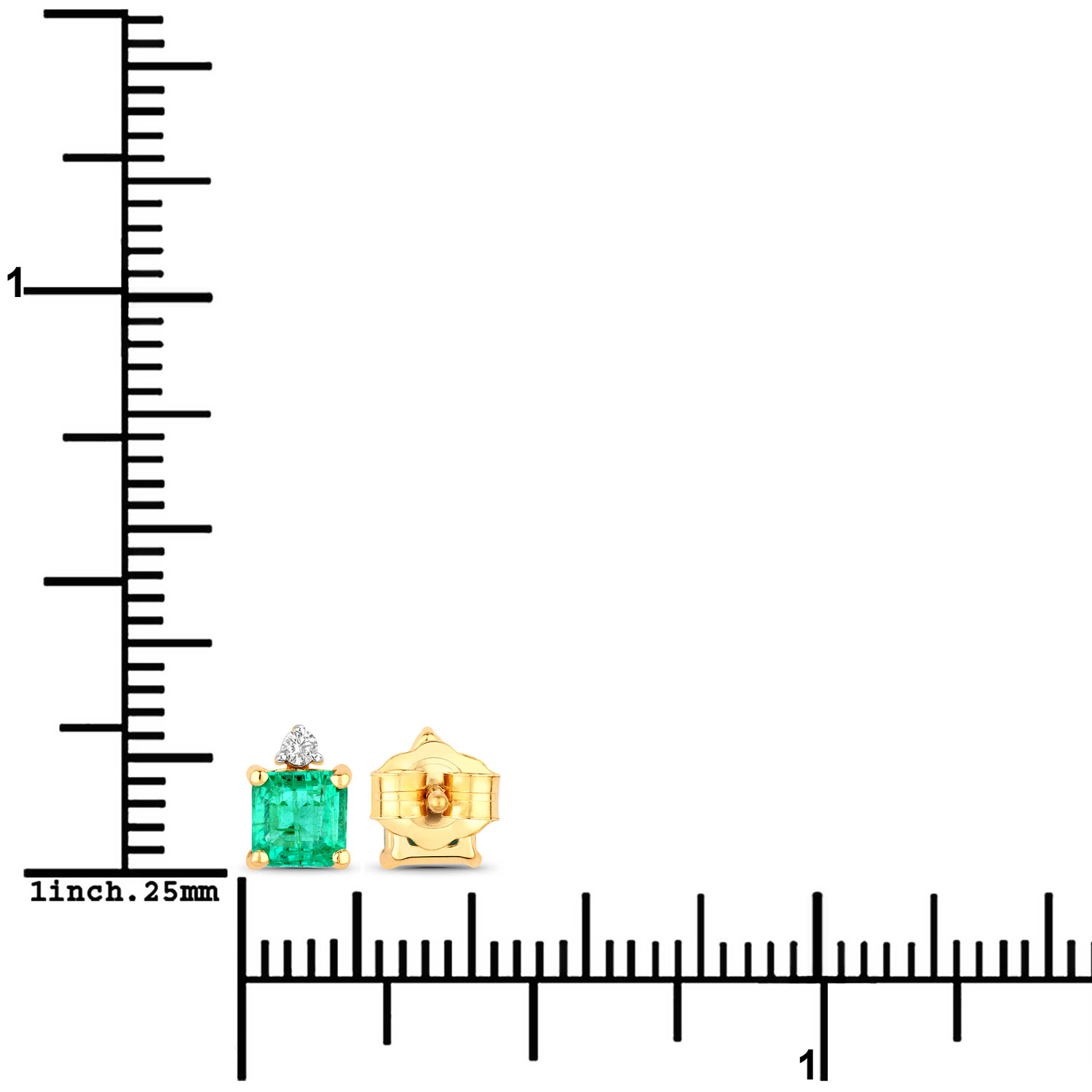 0.81 Carat Genuine Ethiopian Emerald and White Diamond 14K Yellow Gold Earrings