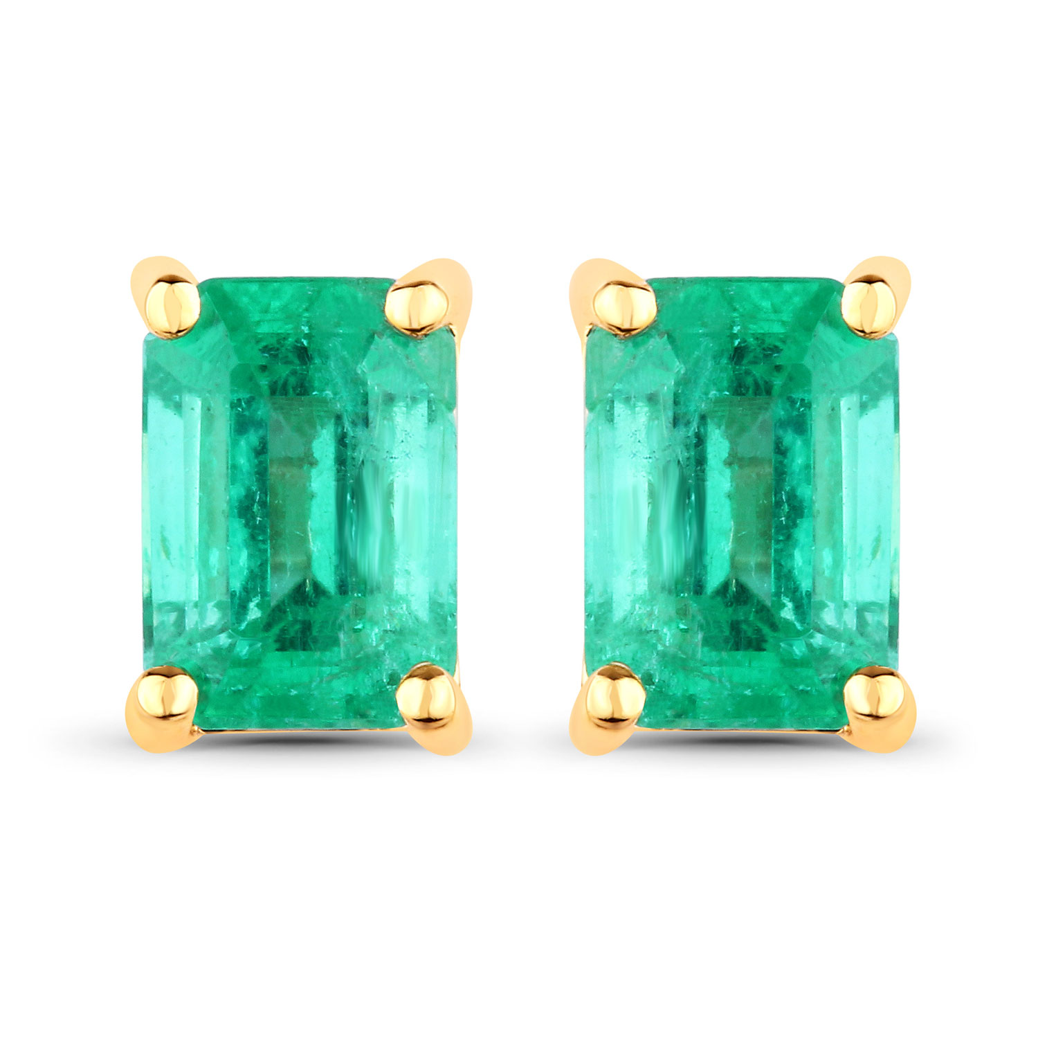 0.88 Carat Genuine Ethiopian Emerald 14K Yellow Gold Earrings