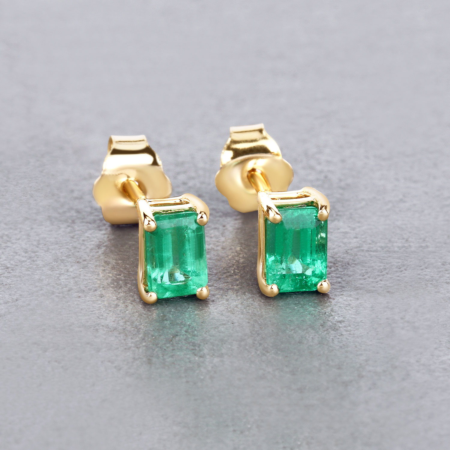 0.88 Carat Genuine Ethiopian Emerald 14K Yellow Gold Earrings