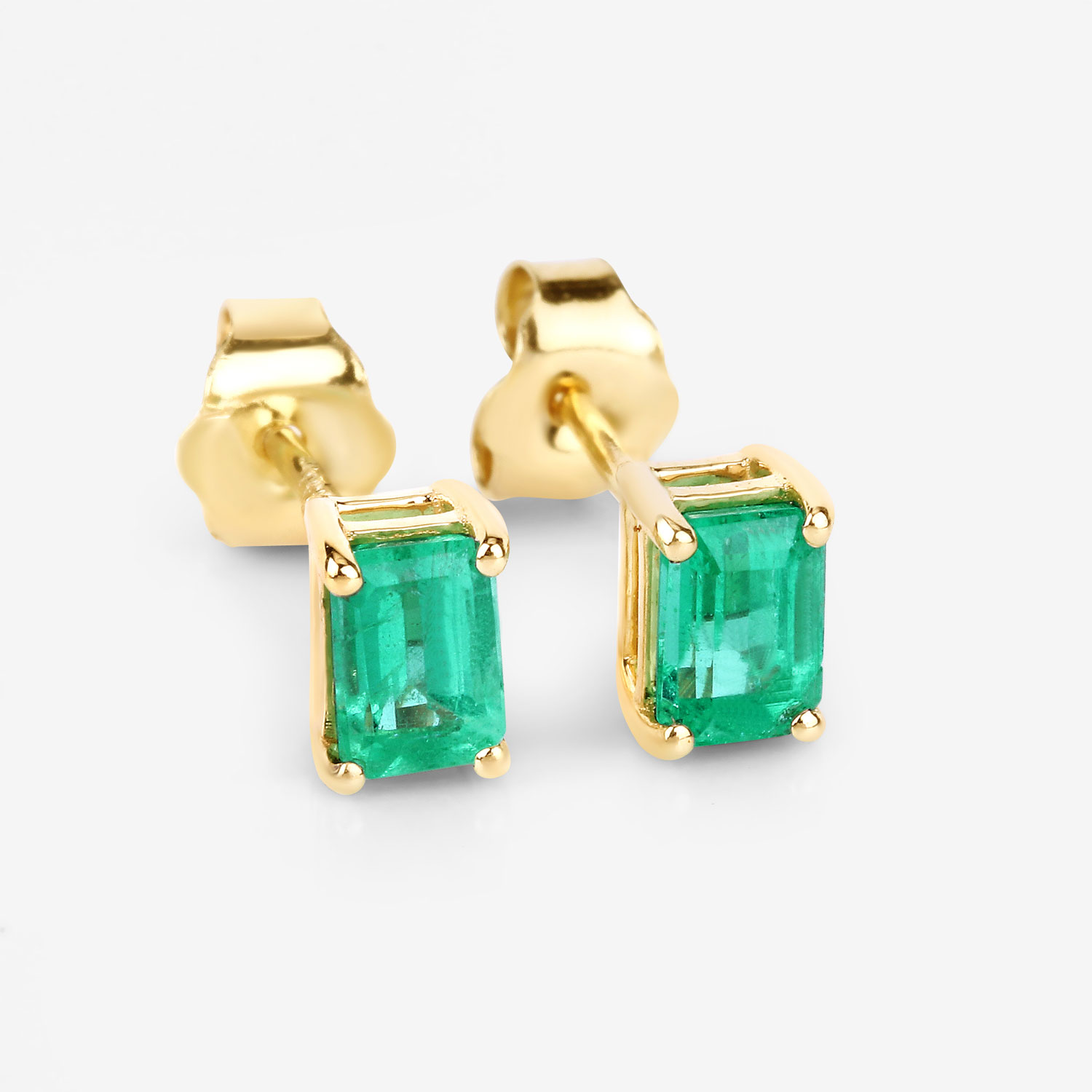 0.88 Carat Genuine Ethiopian Emerald 14K Yellow Gold Earrings
