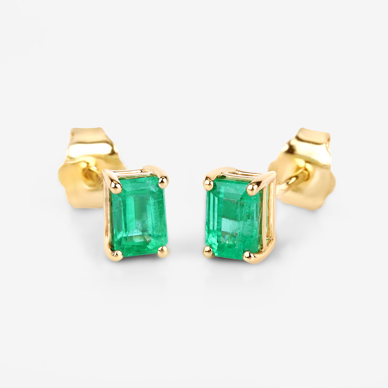 0.88 Carat Genuine Ethiopian Emerald 14K Yellow Gold Earrings
