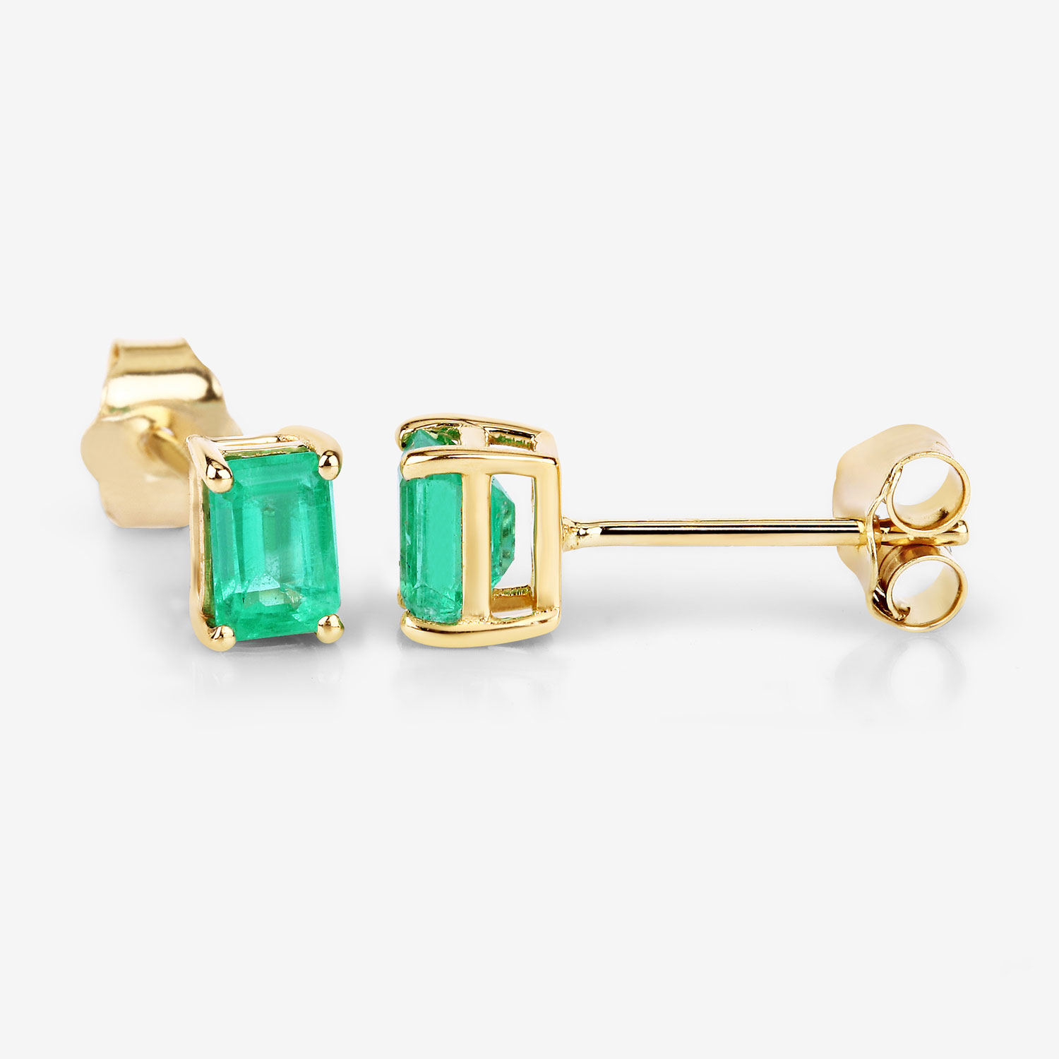 0.88 Carat Genuine Ethiopian Emerald 14K Yellow Gold Earrings