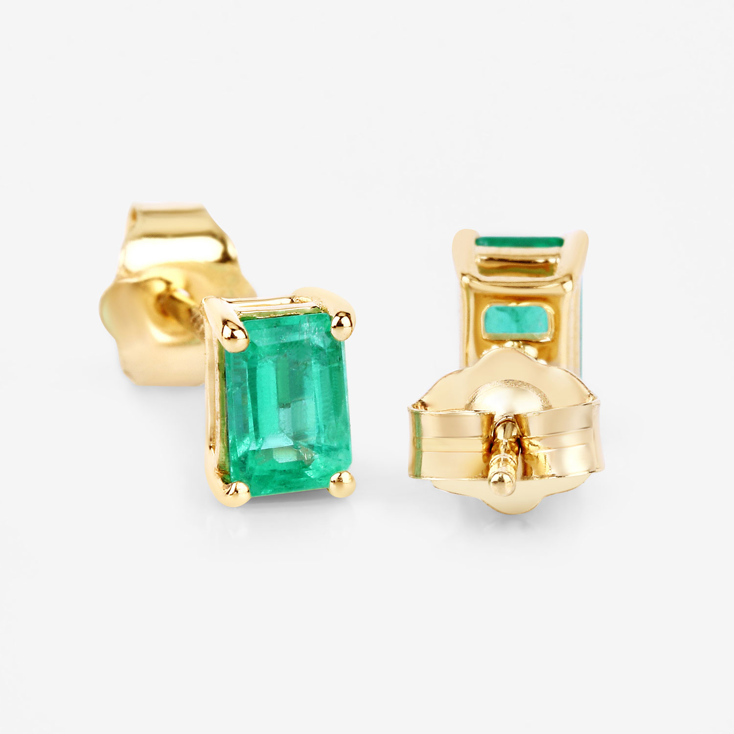 0.88 Carat Genuine Ethiopian Emerald 14K Yellow Gold Earrings