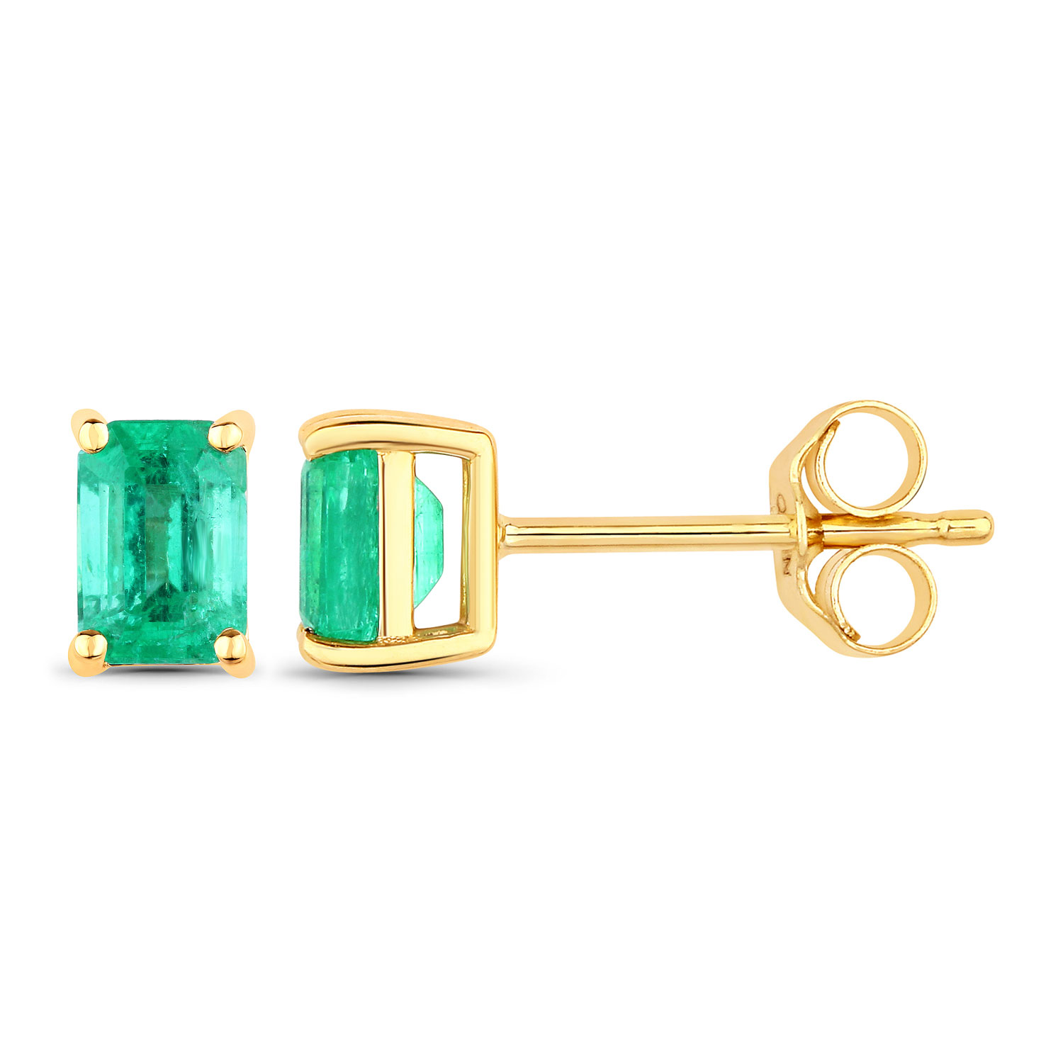 0.88 Carat Genuine Ethiopian Emerald 14K Yellow Gold Earrings