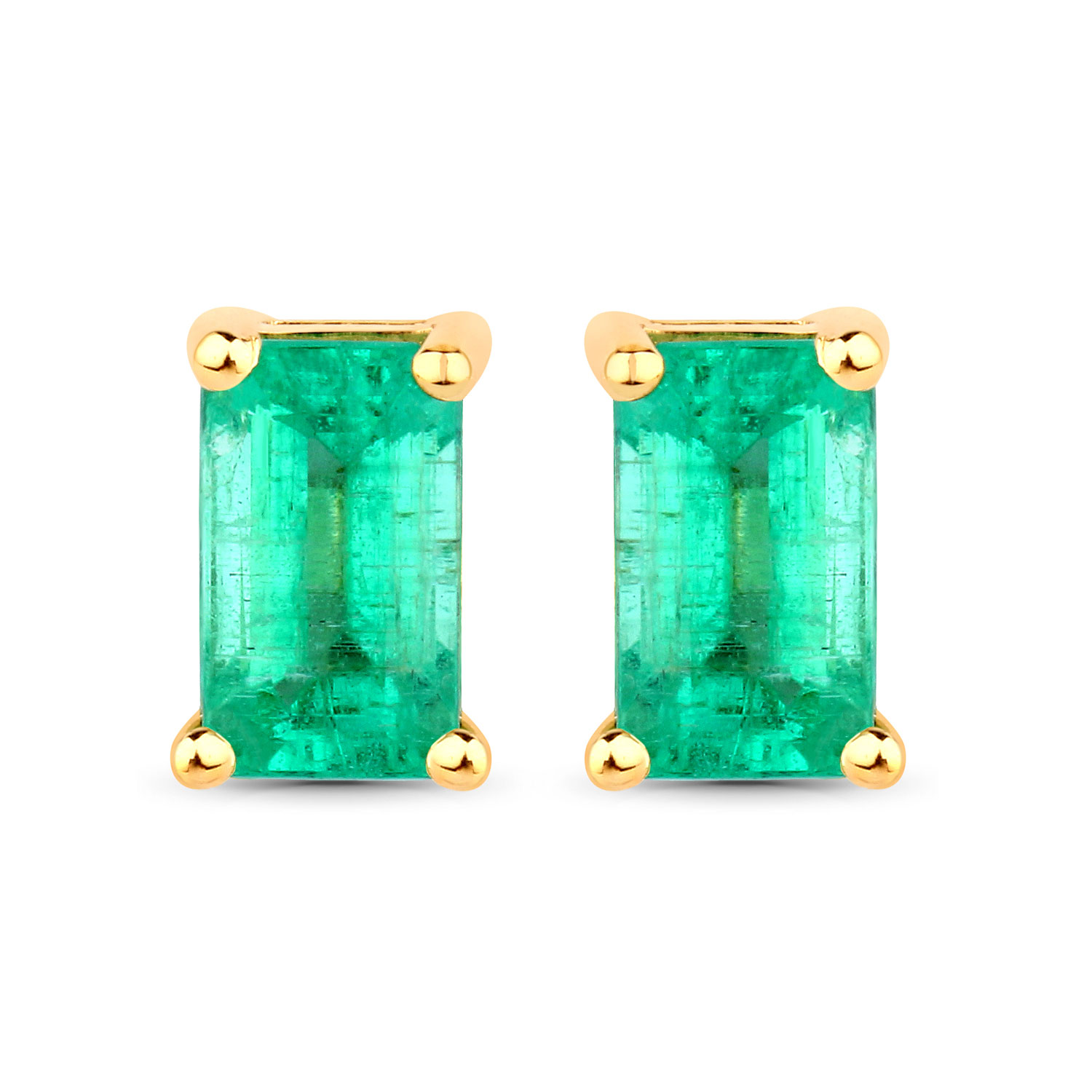 0.66 Carat Genuine Ethiopian Emerald 14K Yellow Gold Earrings