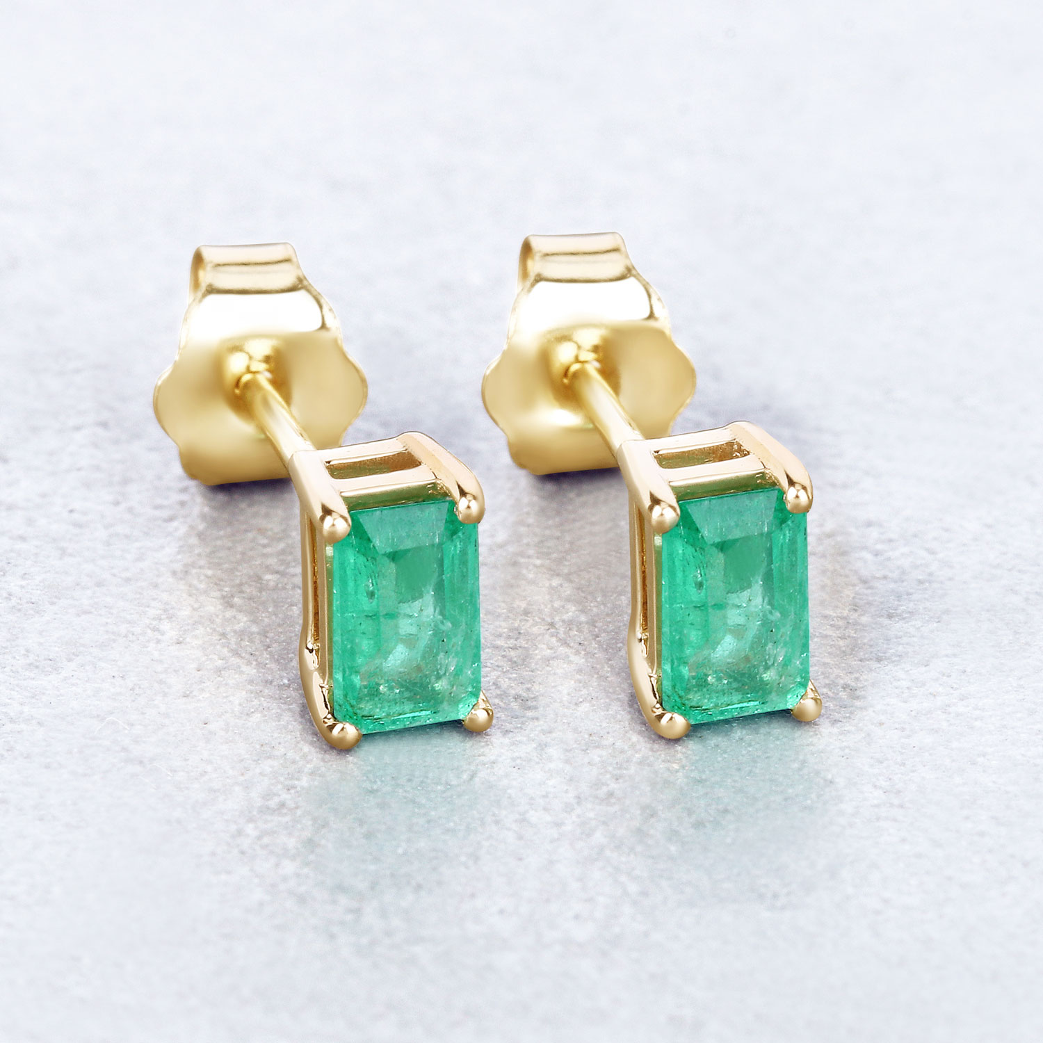 0.66 Carat Genuine Ethiopian Emerald 14K Yellow Gold Earrings