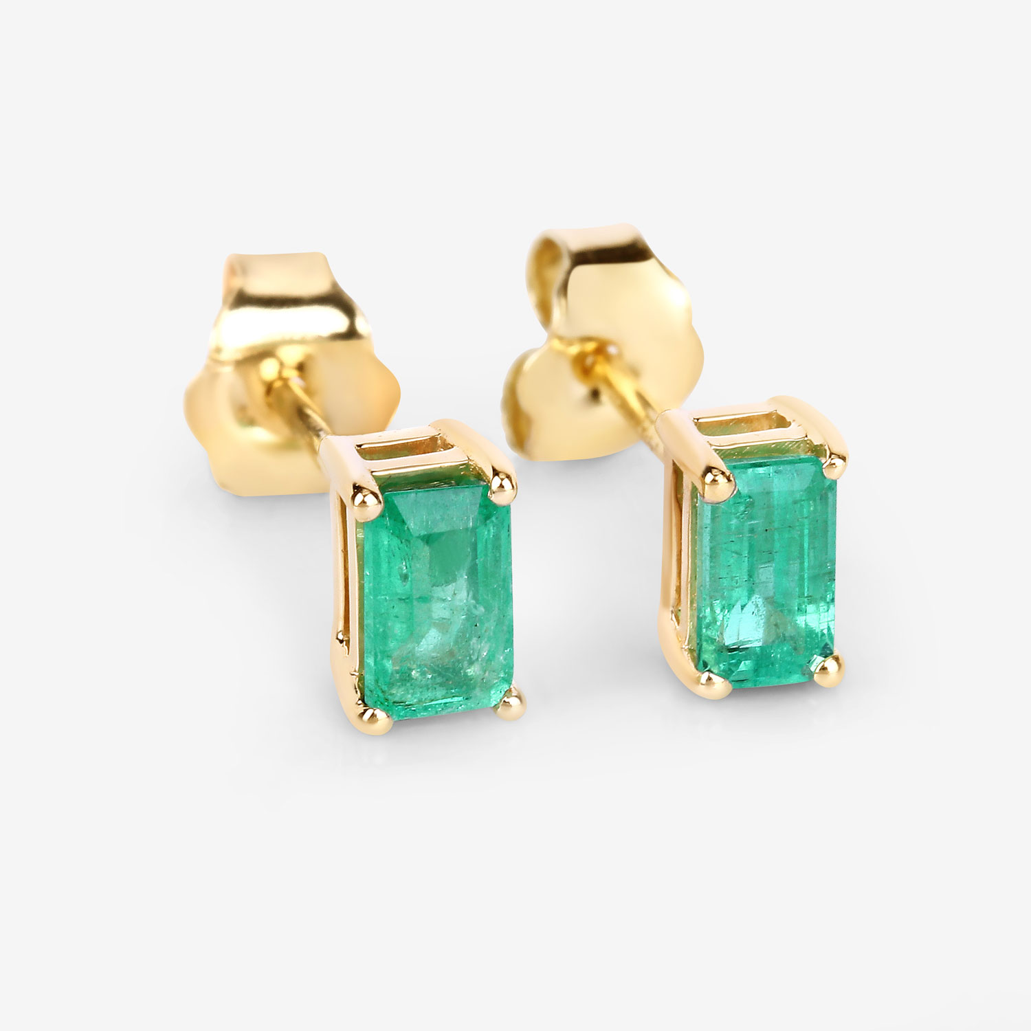 0.66 Carat Genuine Ethiopian Emerald 14K Yellow Gold Earrings