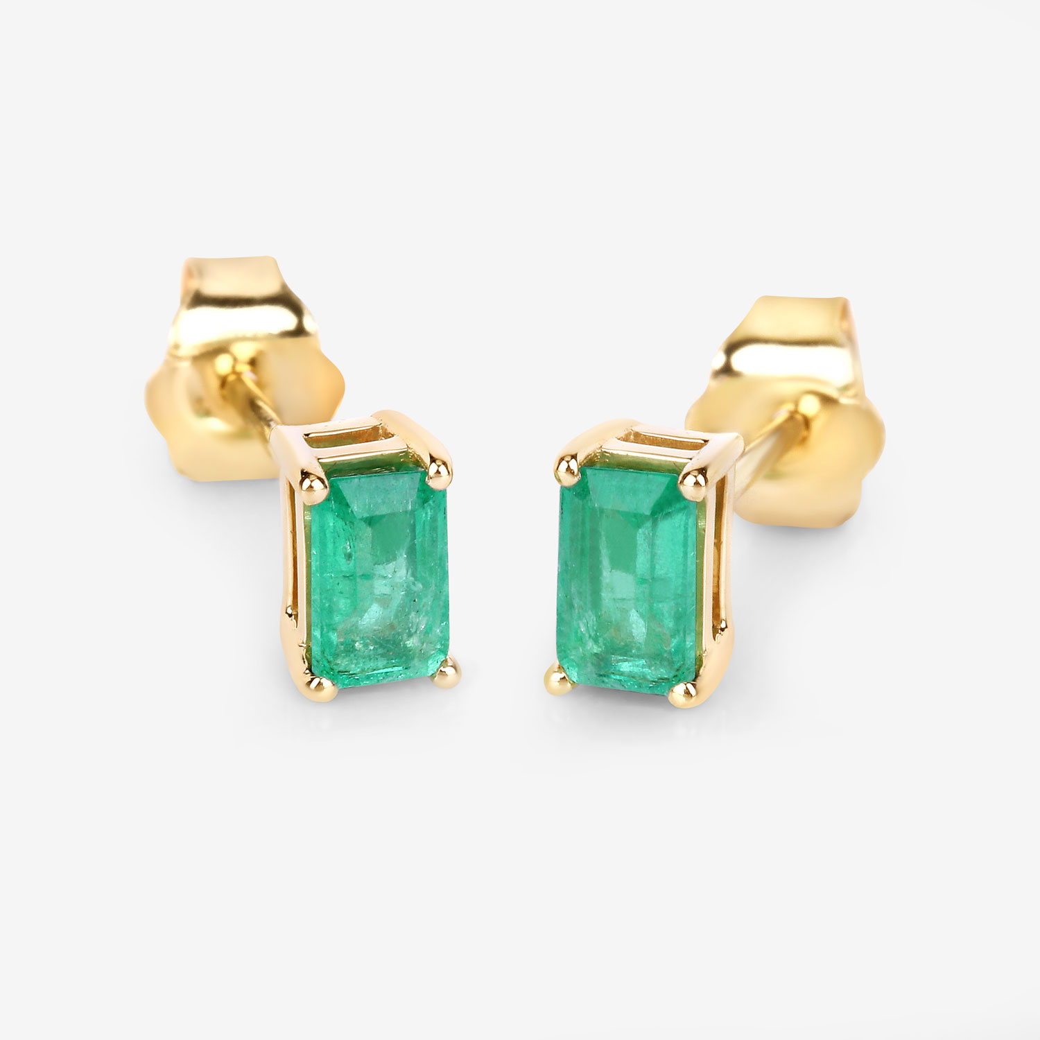 0.66 Carat Genuine Ethiopian Emerald 14K Yellow Gold Earrings