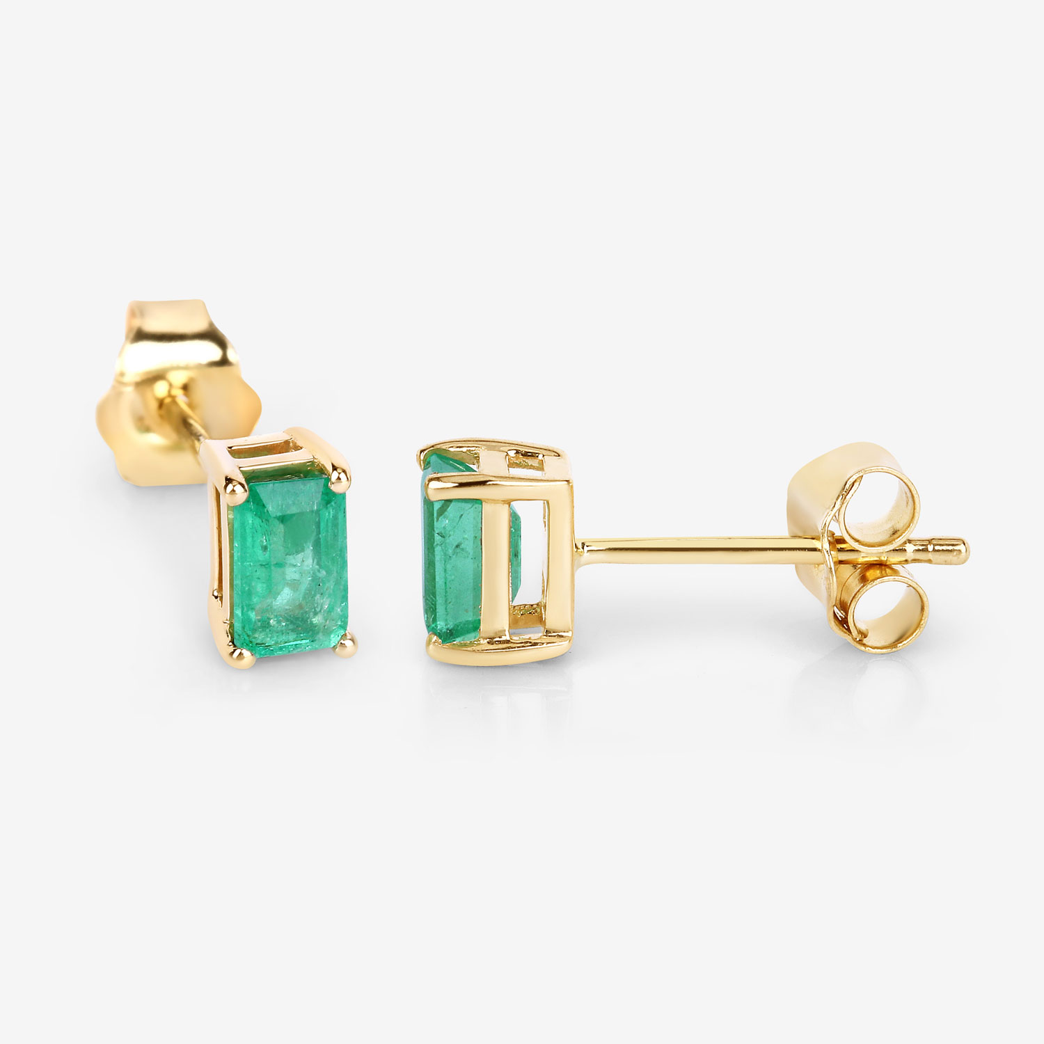0.66 Carat Genuine Ethiopian Emerald 14K Yellow Gold Earrings