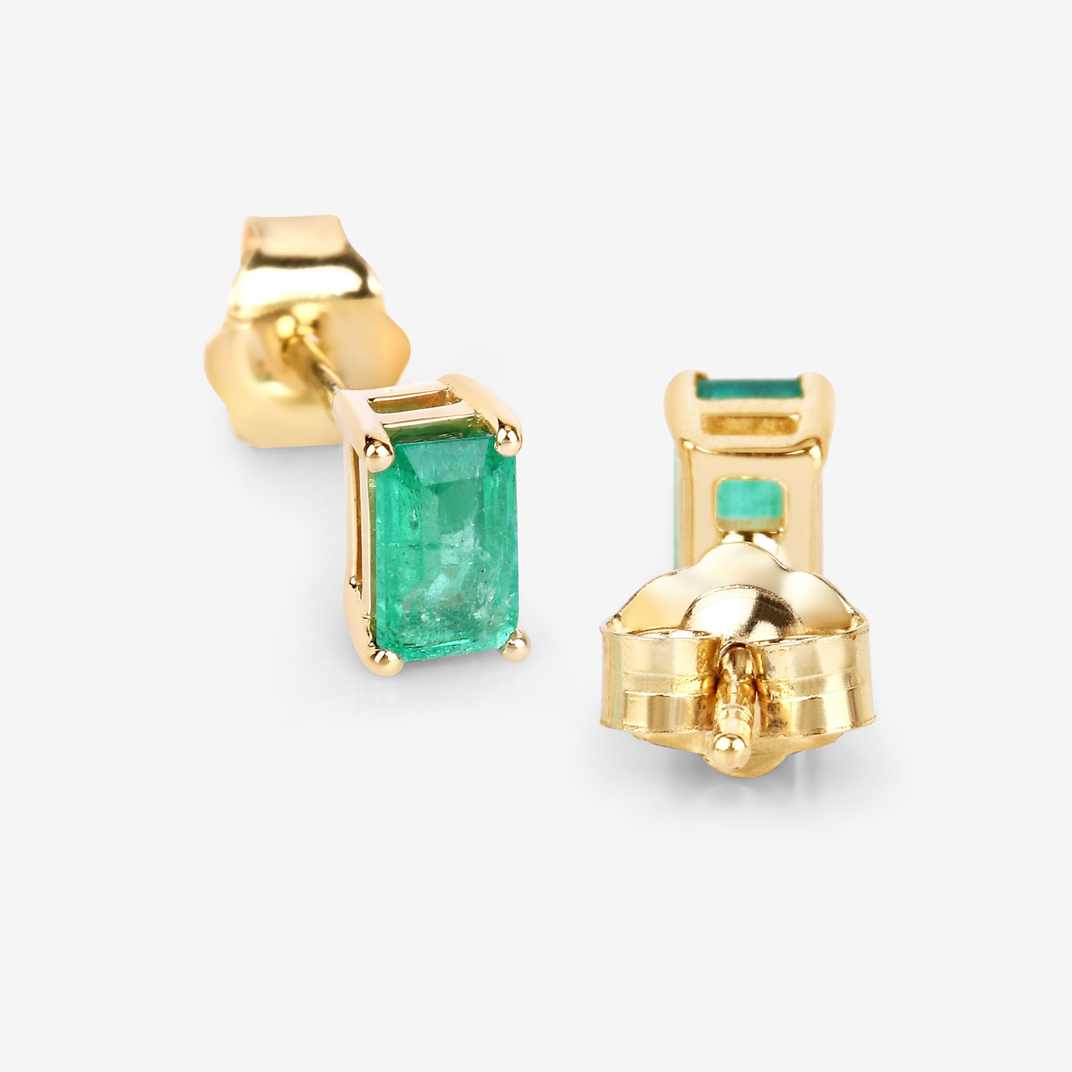 0.66 Carat Genuine Ethiopian Emerald 14K Yellow Gold Earrings