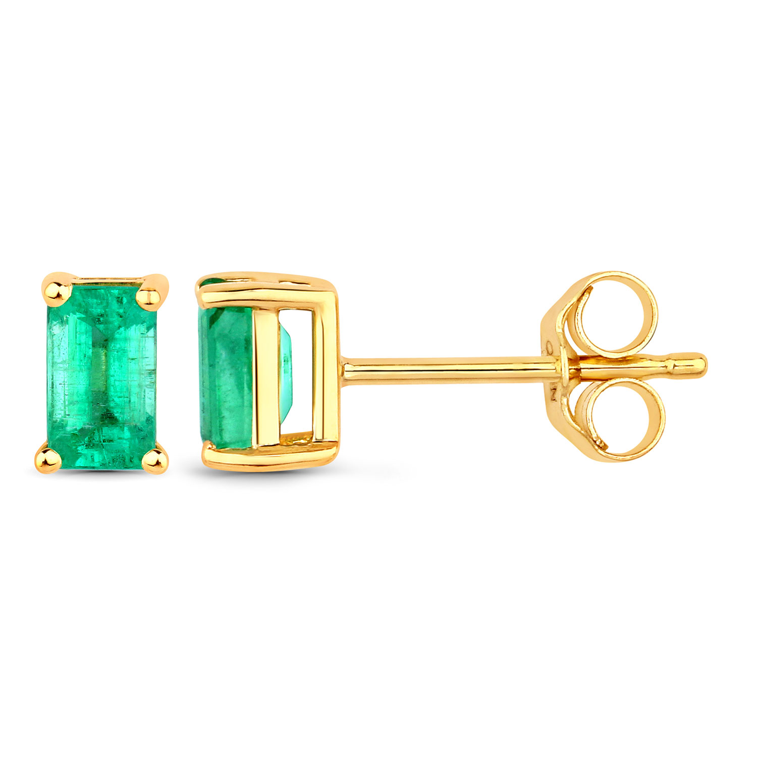 0.66 Carat Genuine Ethiopian Emerald 14K Yellow Gold Earrings