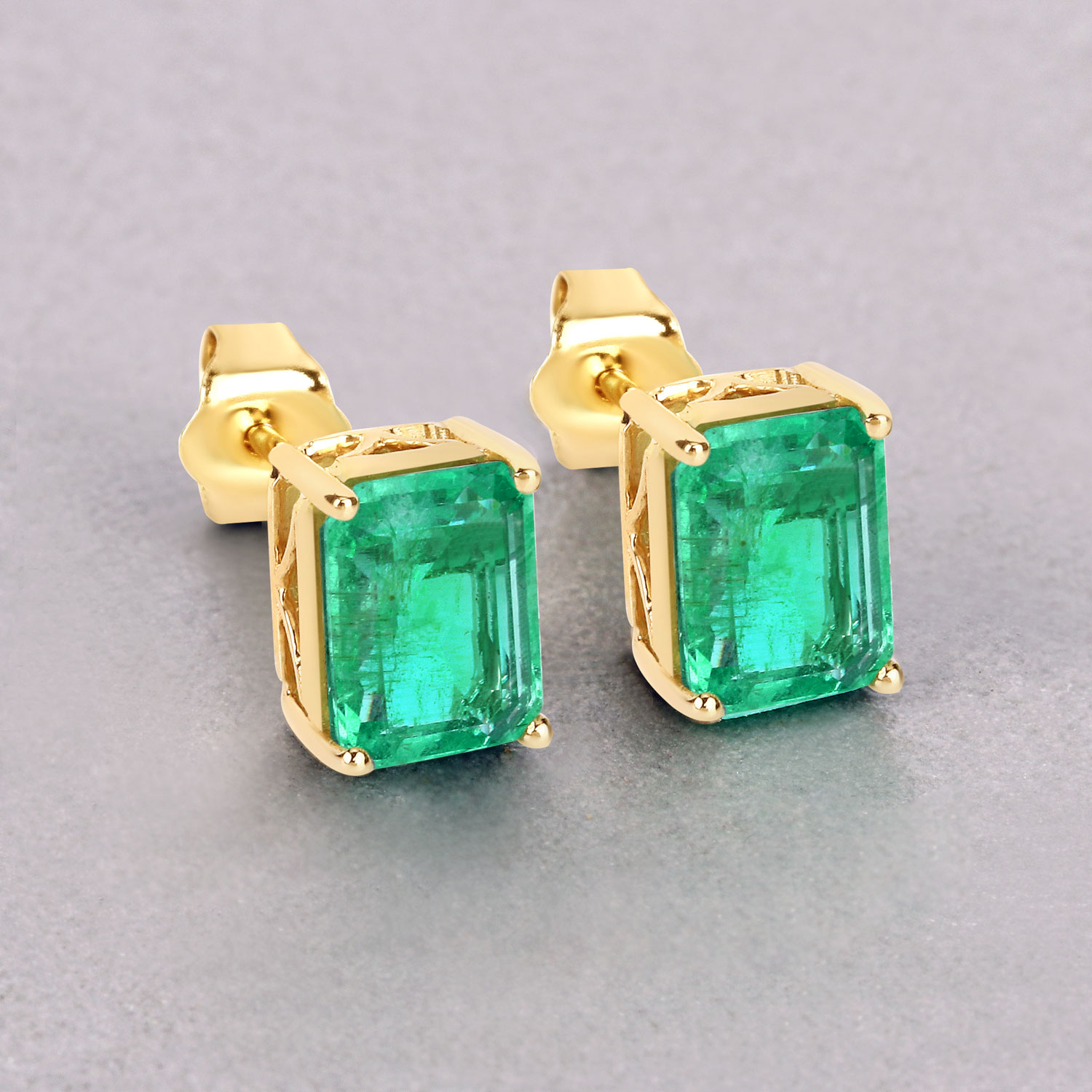 2.75 Carat Genuine Ethiopian Emerald 14K Yellow Gold Earrings