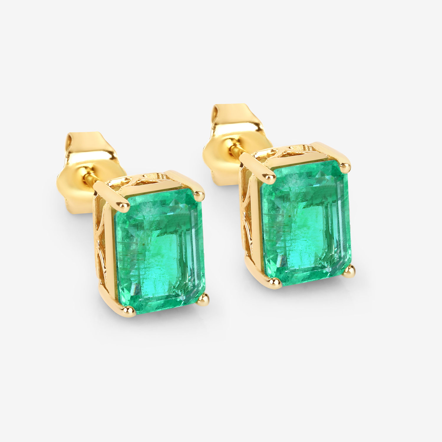 2.75 Carat Genuine Ethiopian Emerald 14K Yellow Gold Earrings