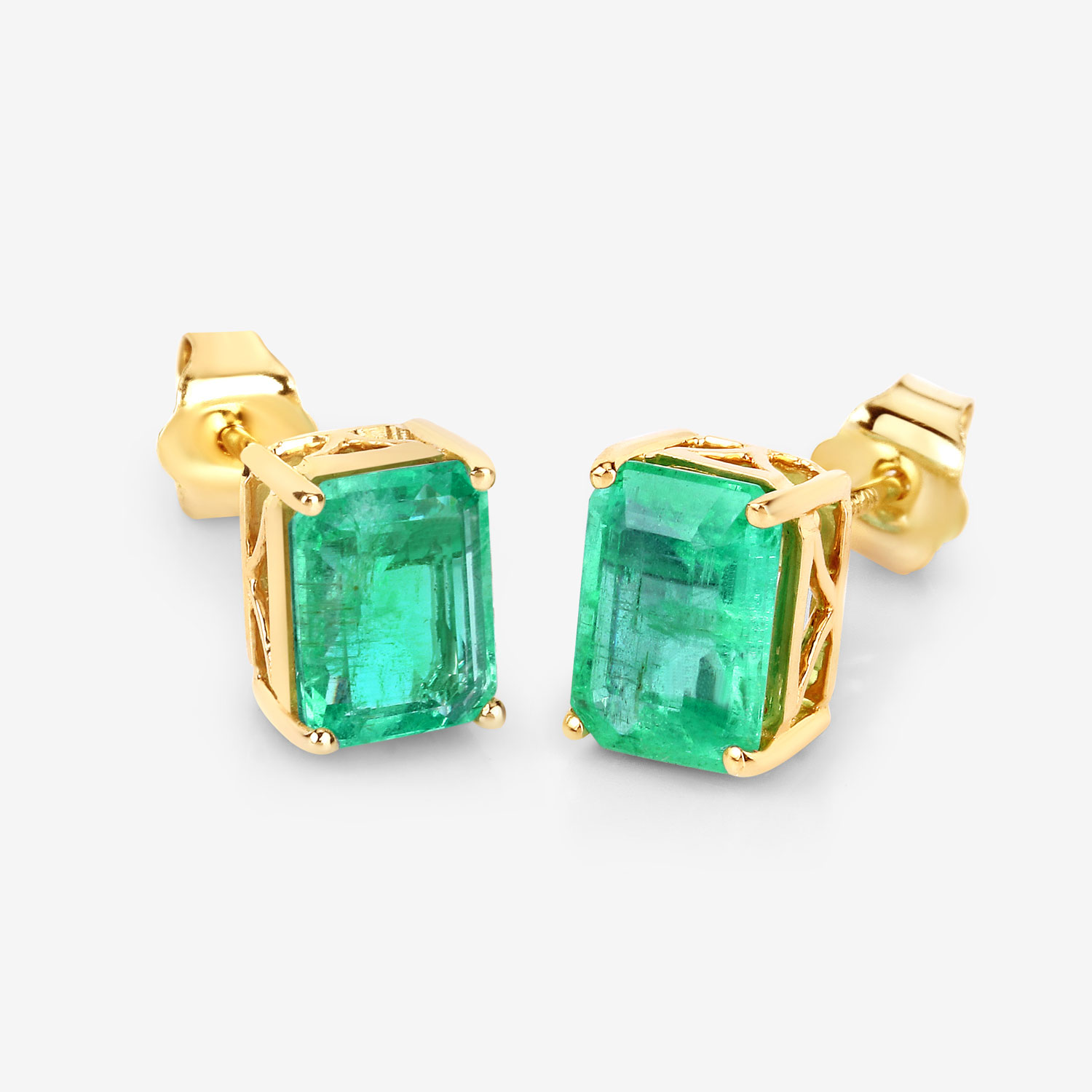2.75 Carat Genuine Ethiopian Emerald 14K Yellow Gold Earrings