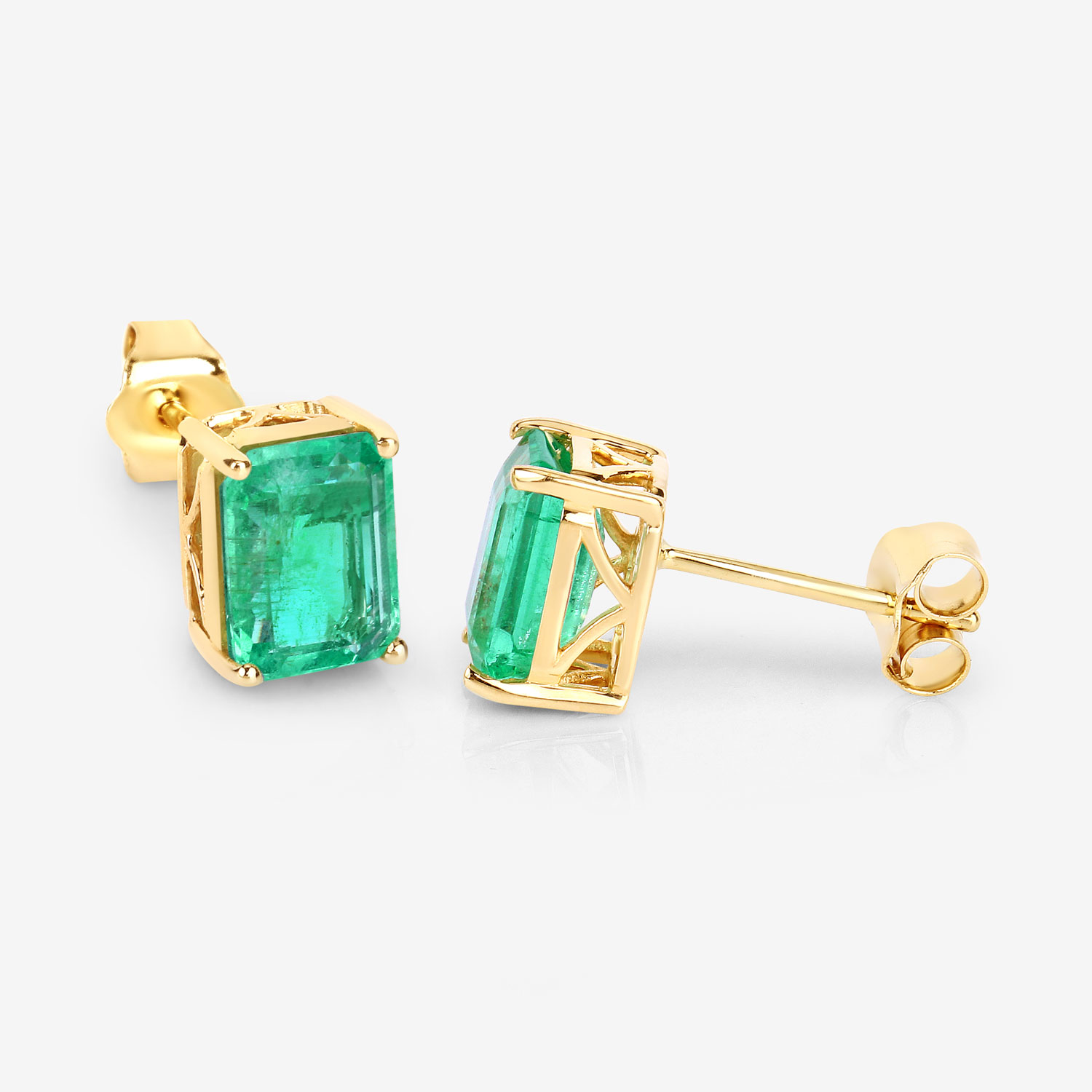 2.75 Carat Genuine Ethiopian Emerald 14K Yellow Gold Earrings